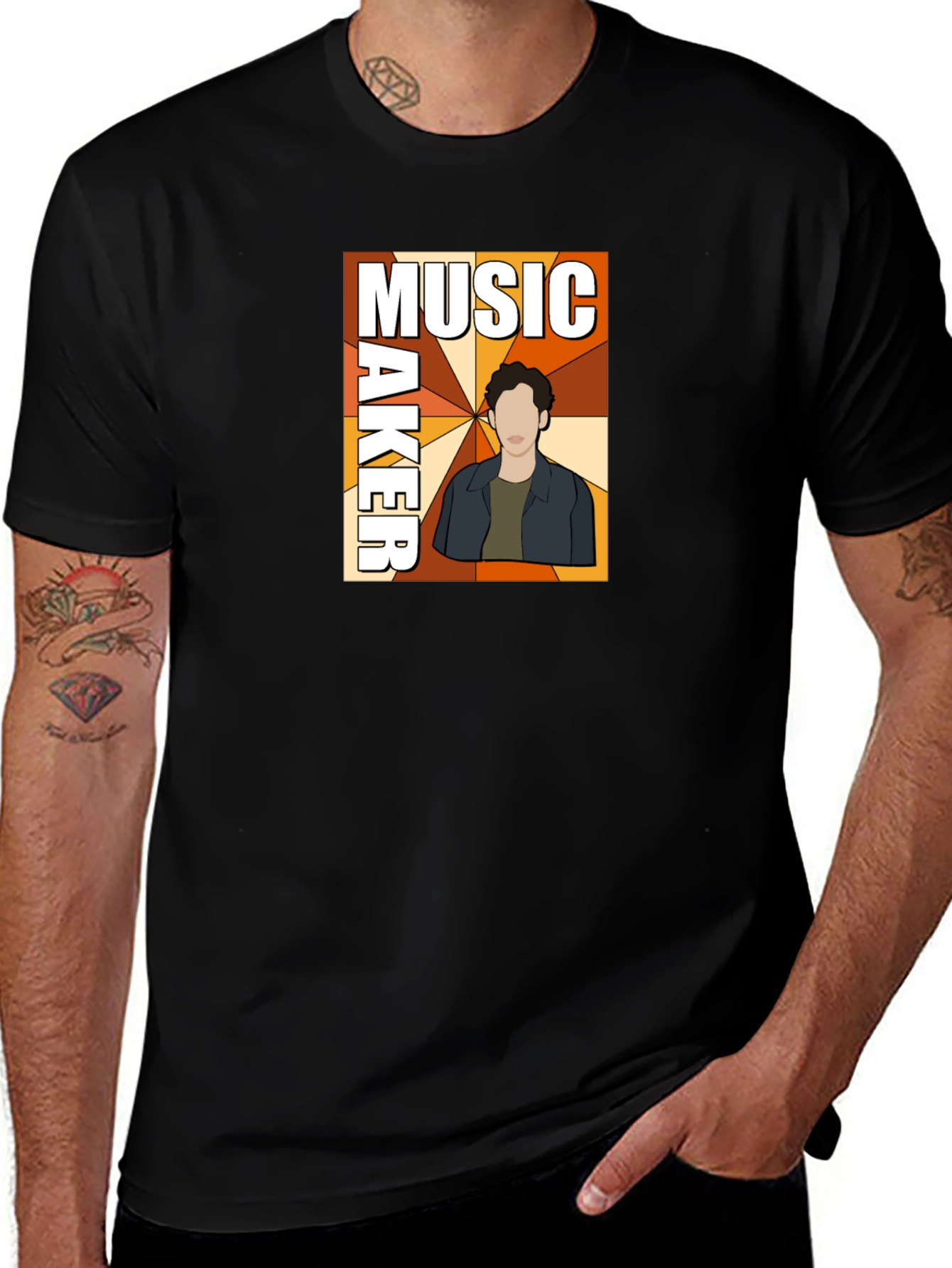 Variant 10 of Music Maker Graphic Print Black T-Shirt