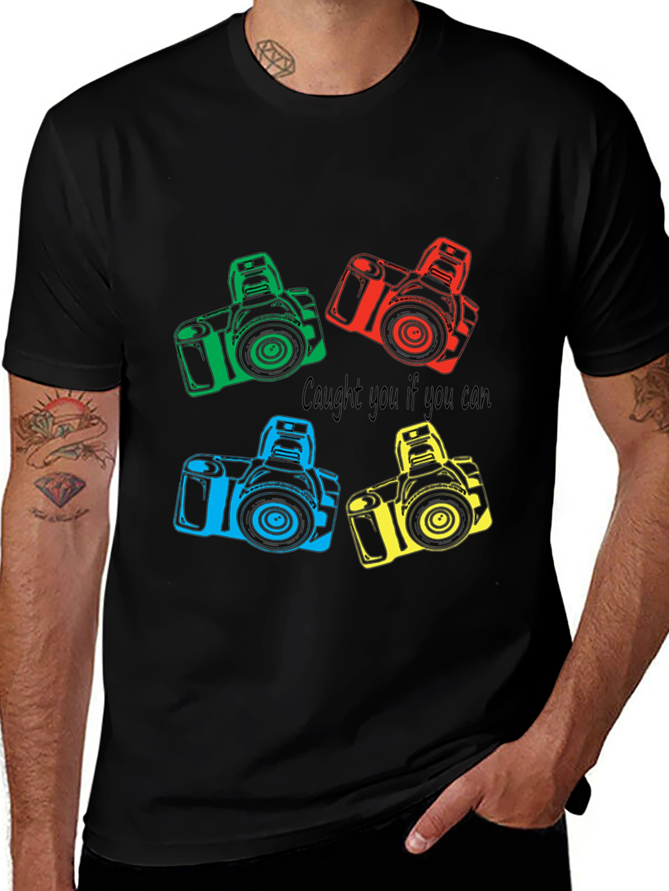 Variant 16 of Colorful Camera Graphic Black T-Shirt