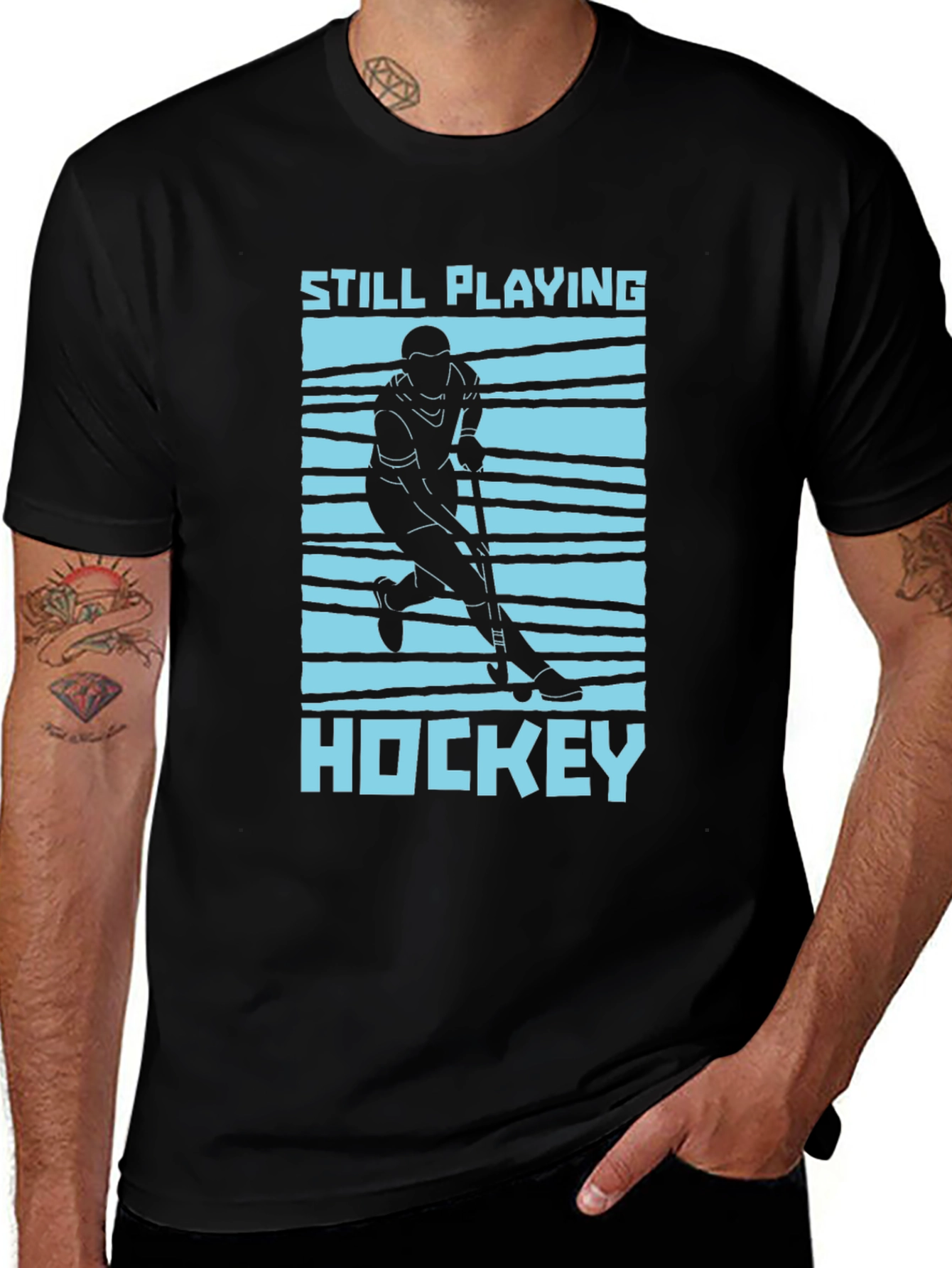 Variant 18 of Still Playing Hockey Graphic T-Shirt
