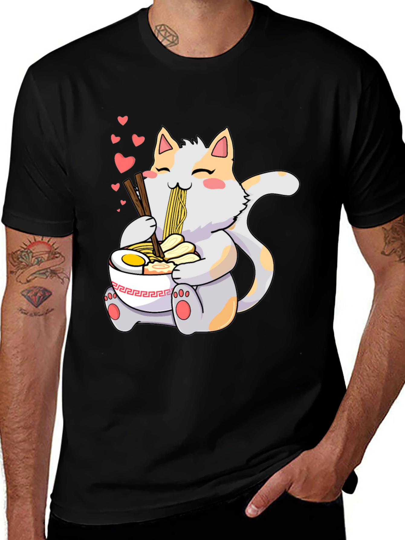 Variant 9 of Cute Cat Ramen T-Shirt - Kawaii Anime Style