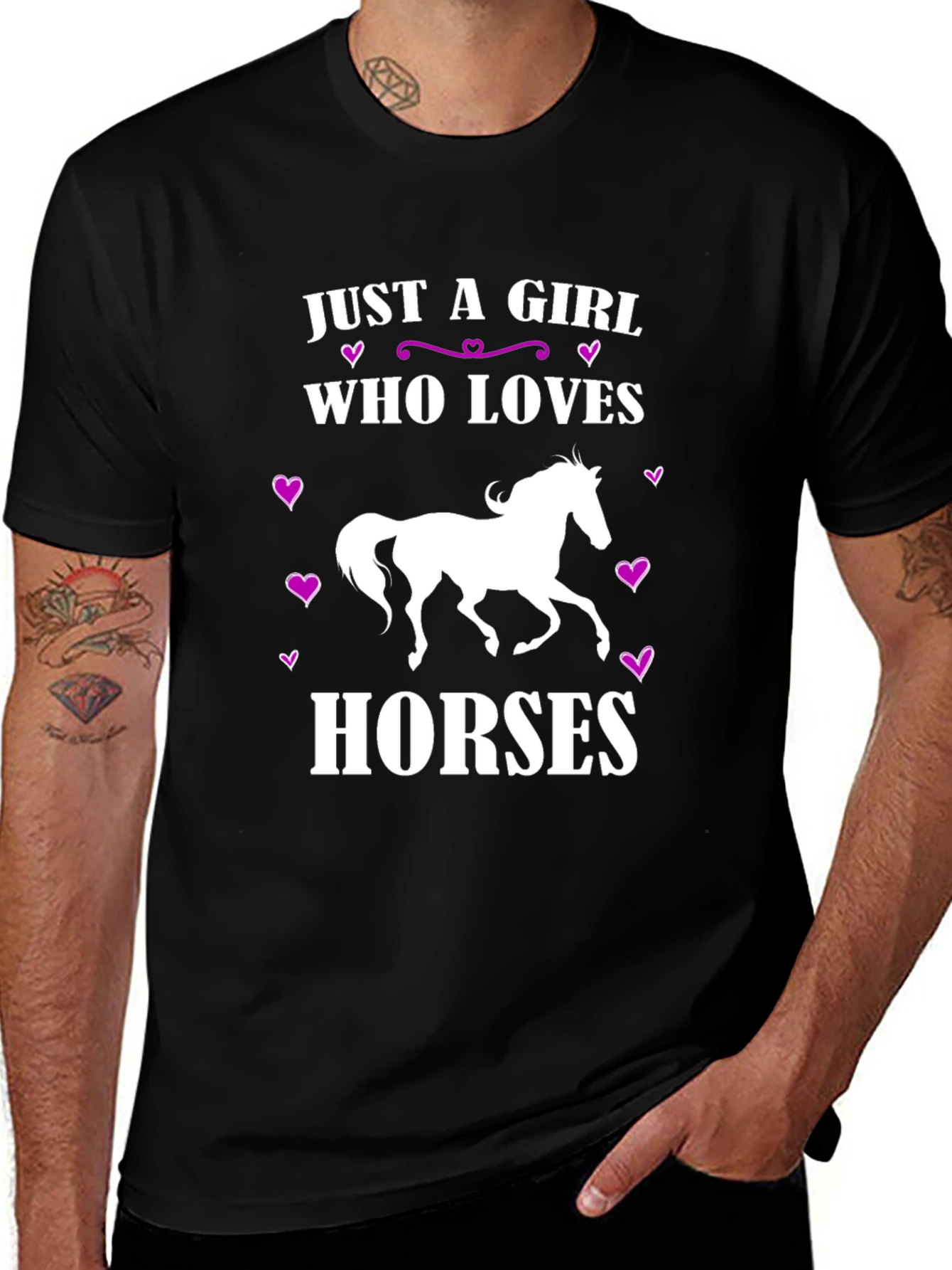 Variant 10 of Just A Girl Who Loves Horses T-Shirt Black Cotton