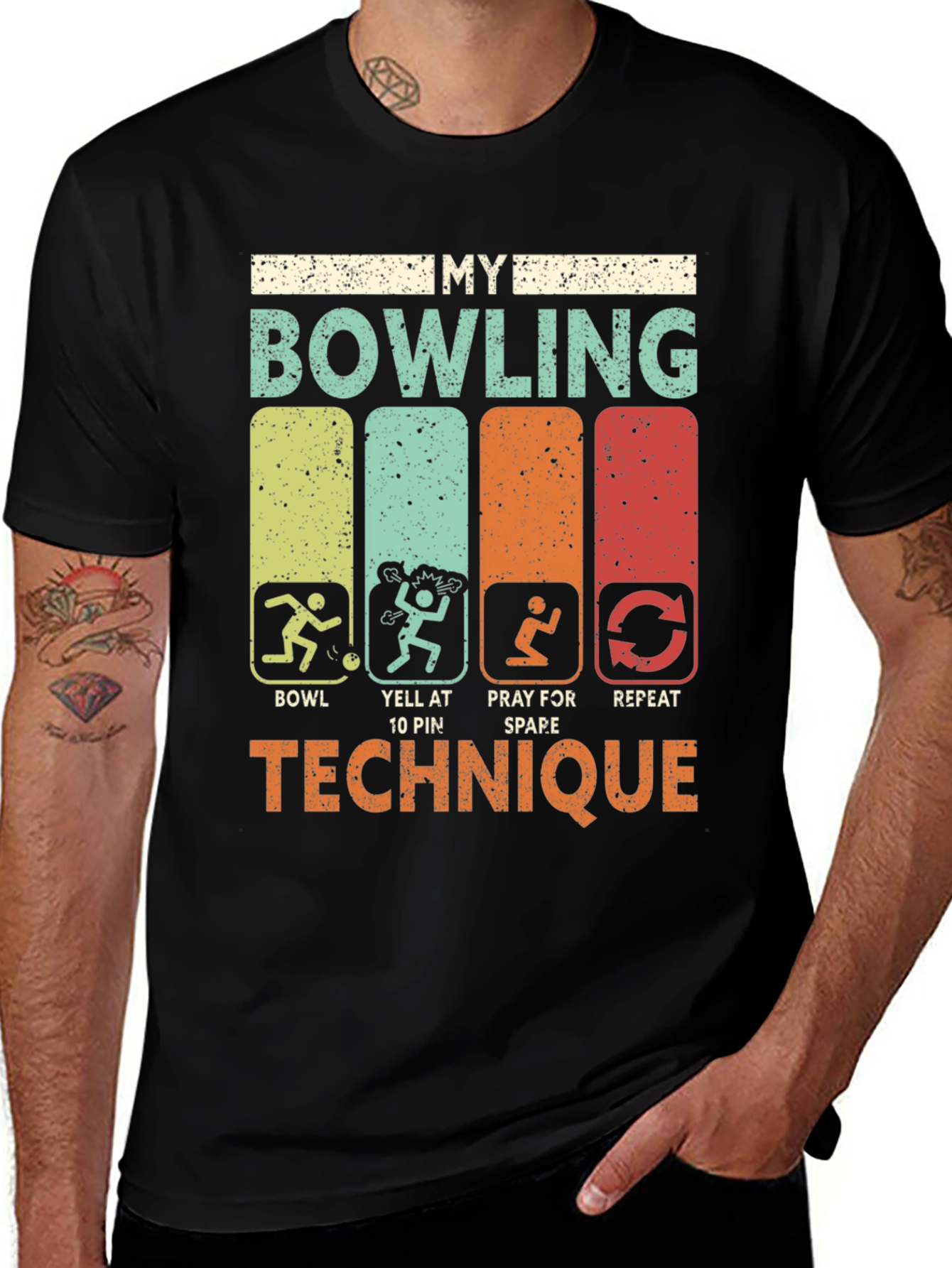 Variant 19 of My Bowling Technique T-Shirt - Funny Bowling Lover Gift