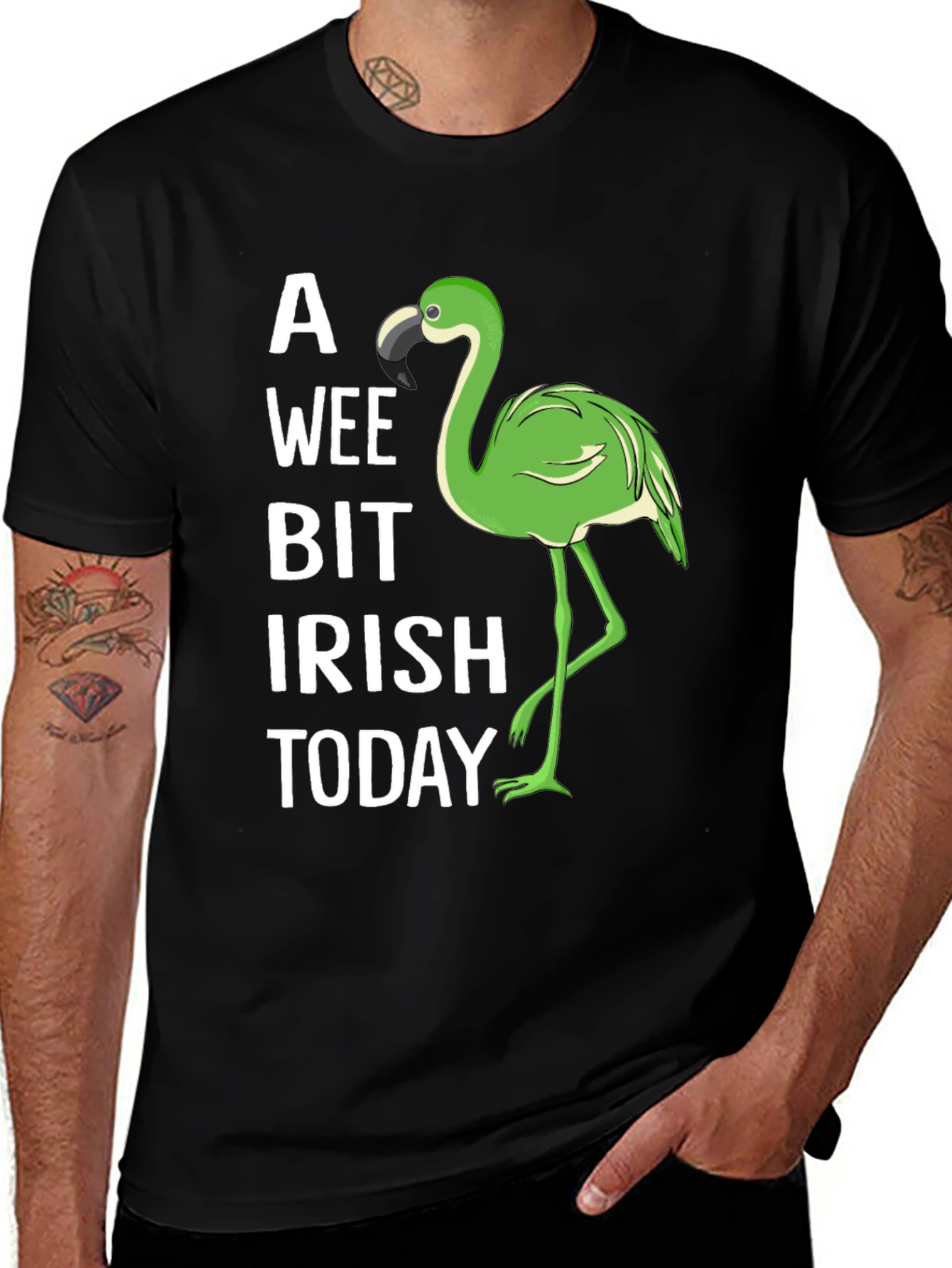 Variant 5 of A Wee Bit Irish Flamingo St. Patrick's Day Graphic Tee