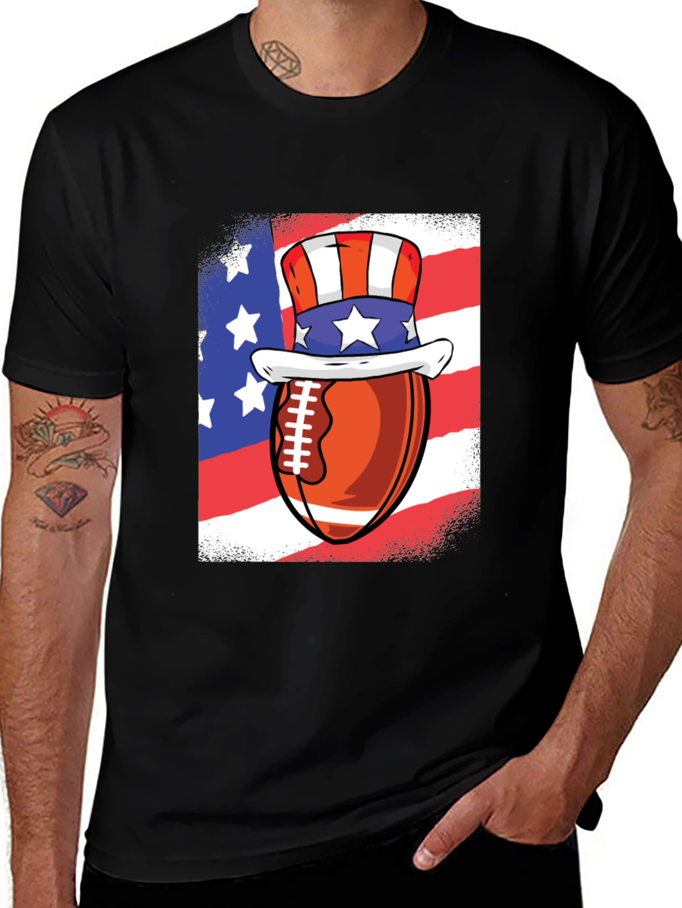 Variant 23 of Patriotic Football T-Shirt USA Flag