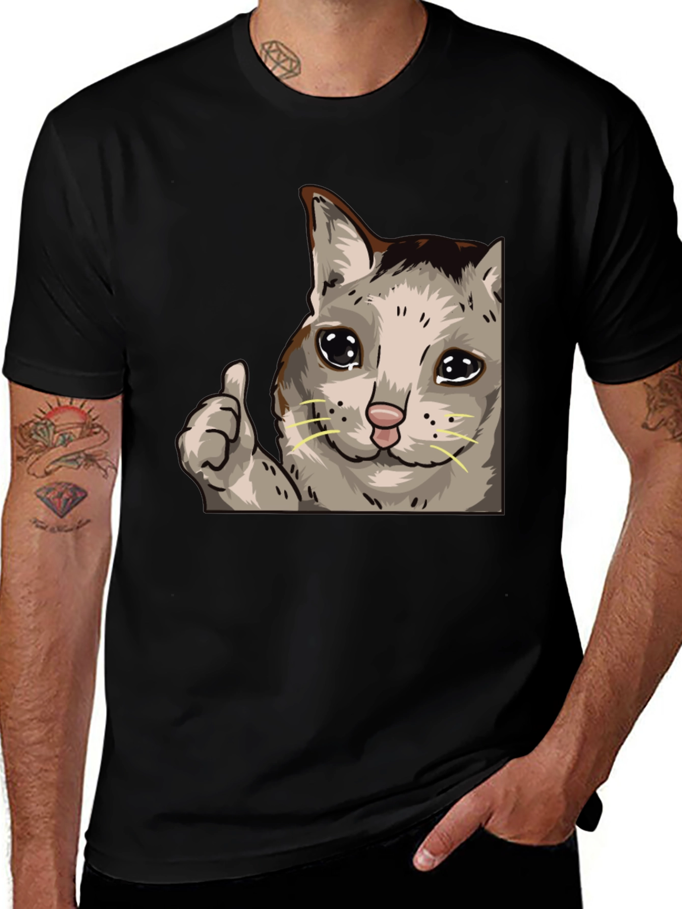 Variant 20 of Sad Cat Meme T-Shirt - Thumbs Up!
