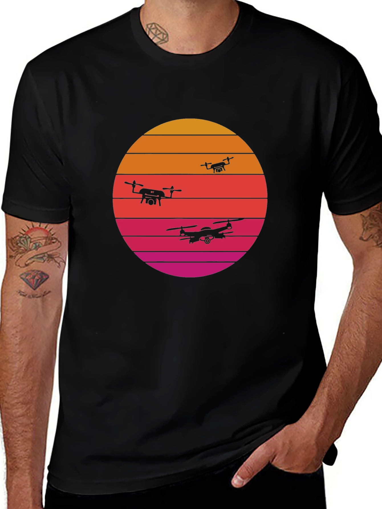 Variant 25 of Retro Sunset Drone T-Shirt