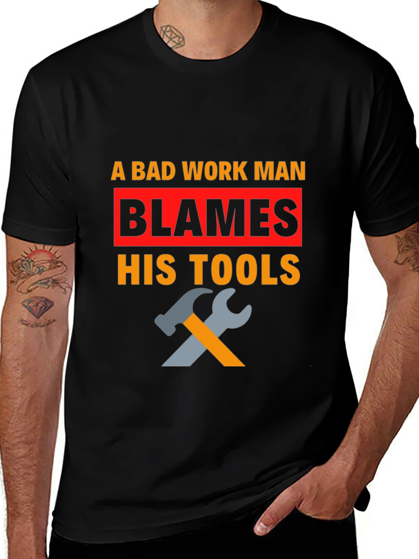 Variant 19 of A Bad Workman Black Graphic T-Shirt