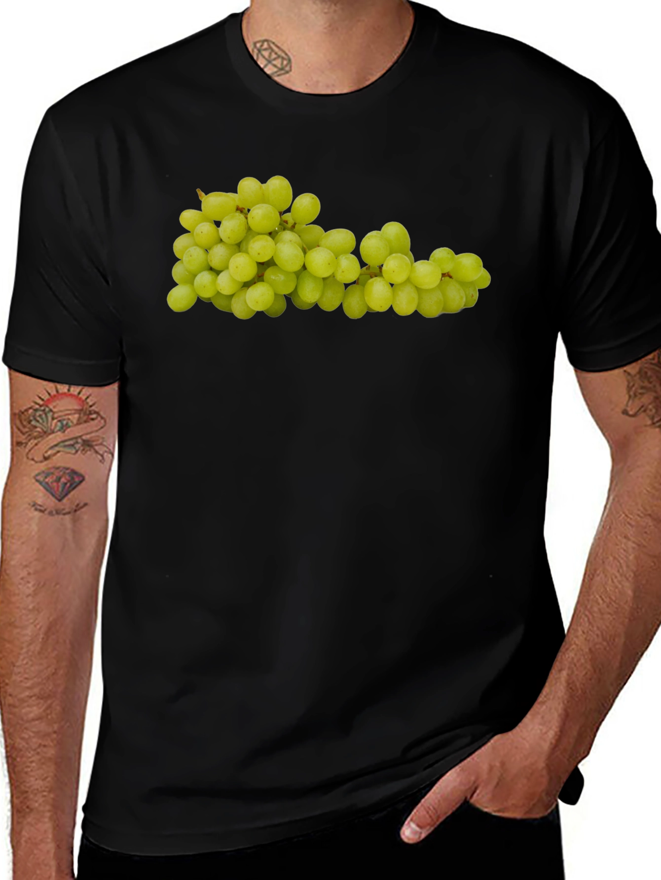 Variant 5 of Green Grapes Graphic Tee - Fruit Design Shirt