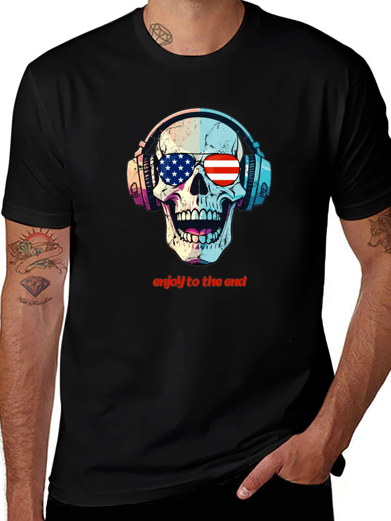 Variant 27 of Skull with Headphones Graphic Tee