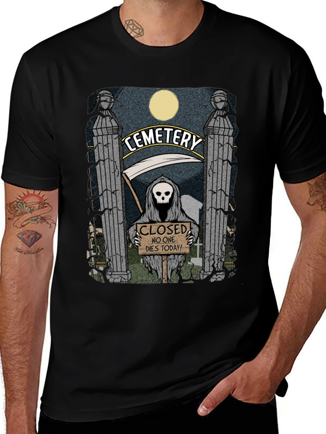 Variant 13 of Cemetery Reaper Graphic T-Shirt - No One Dies Today