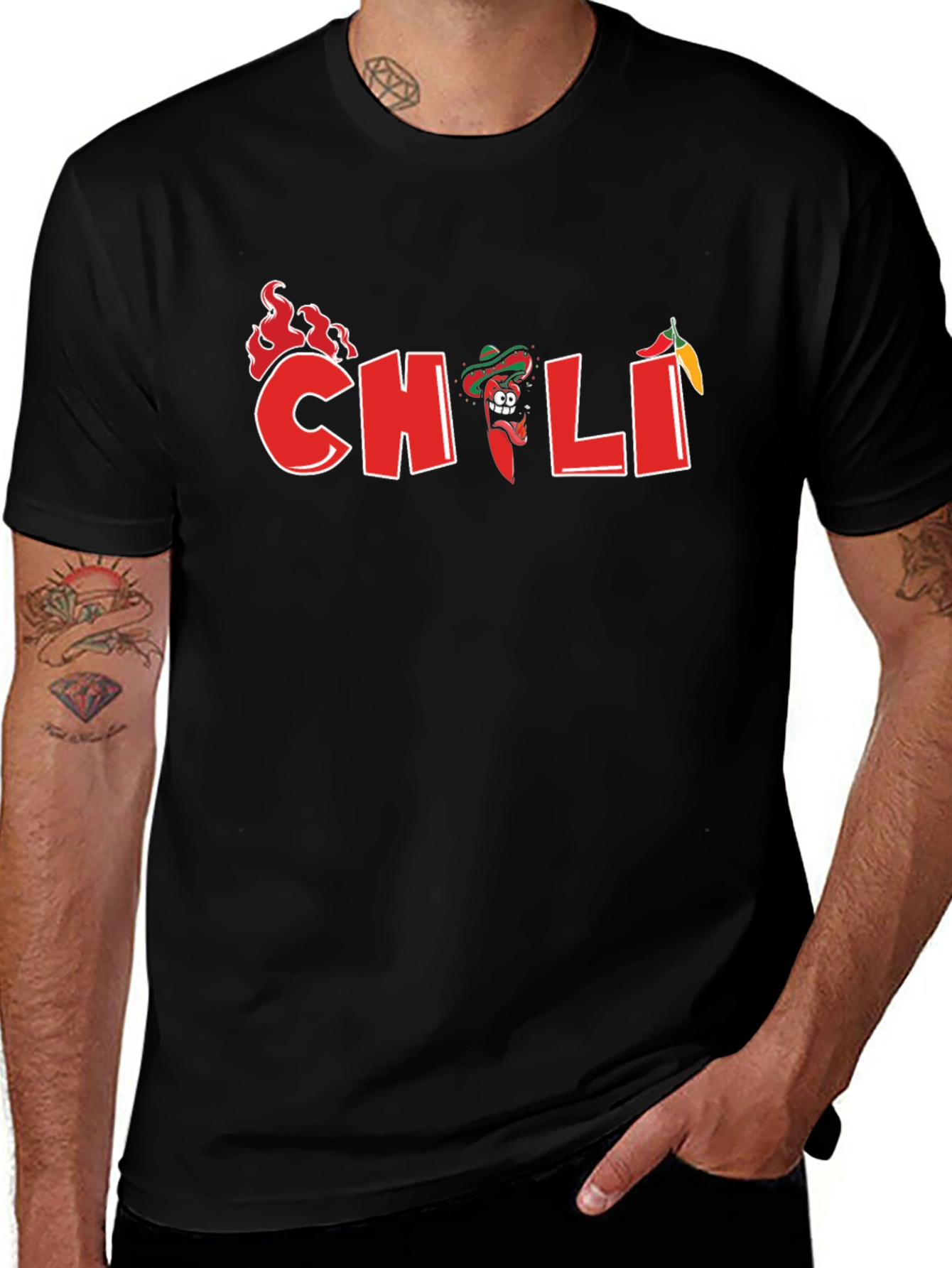 Variant 2 of Spicy Chili Graphic T-Shirt - Black Cotton Tee