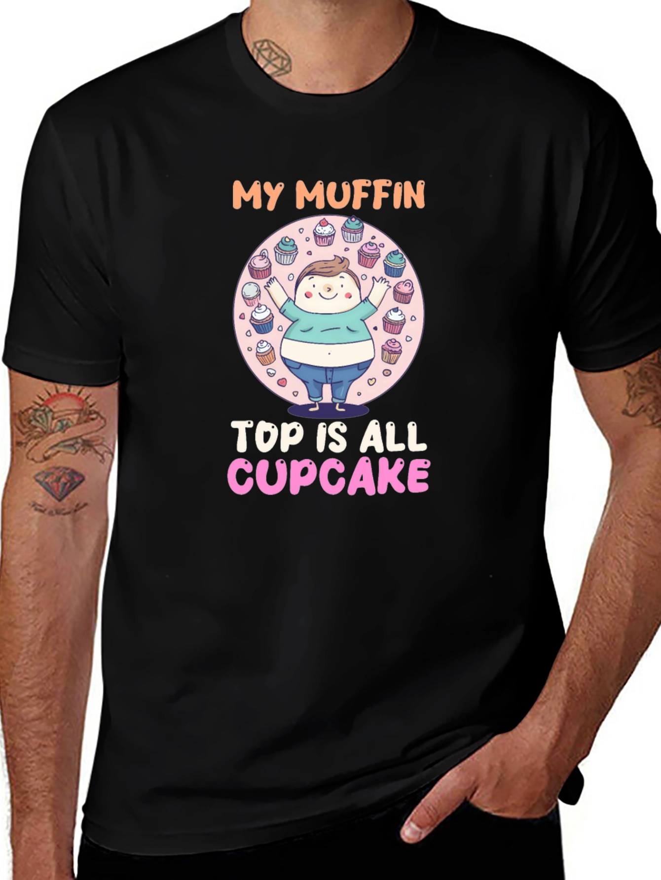 Variant 22 of My Muffin Top is All Cupcake Black T-Shirt