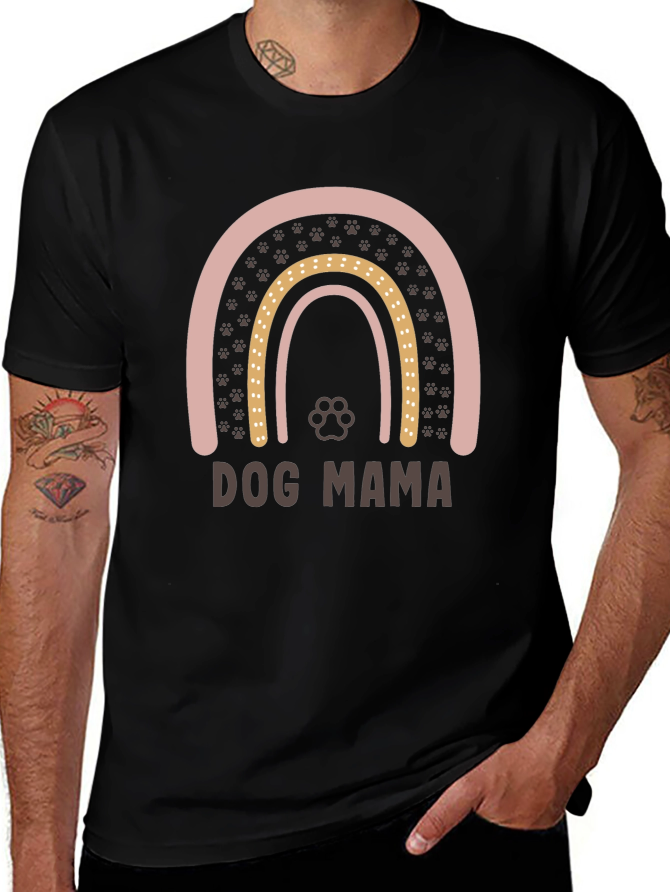Variant 18 of Dog Mama Rainbow Graphic Tee - Trendy Dog Lover Shirt