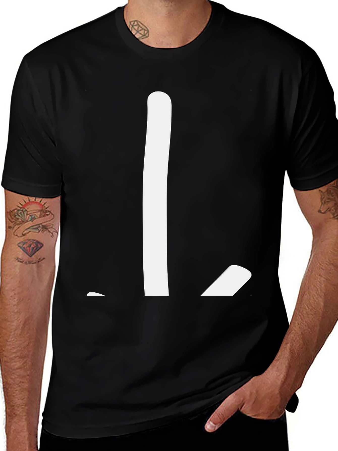 Variant 25 of Minimalist "L" Graphic Black T-Shirt
