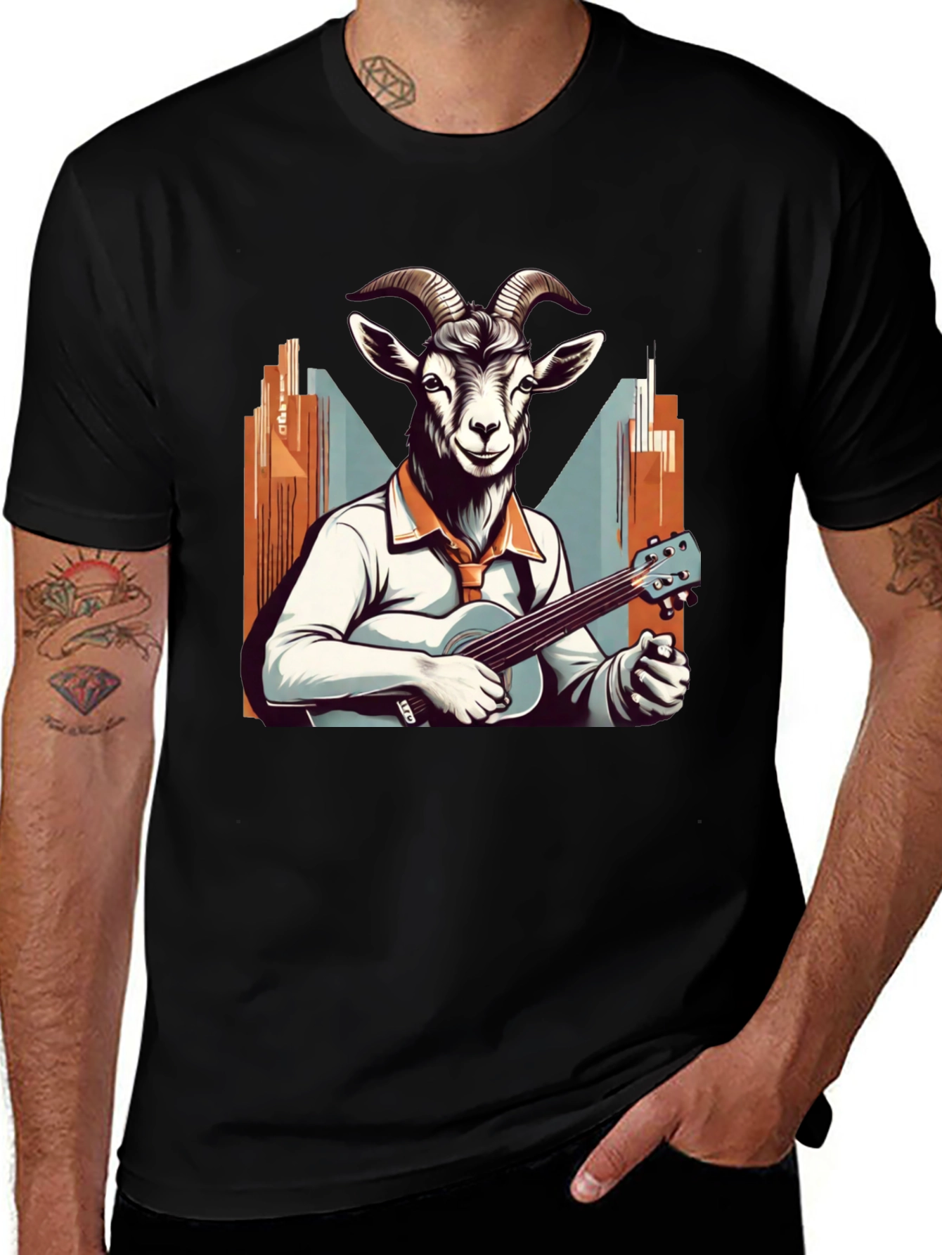 Goat Musician Graphic Tee - Quirky & Cool