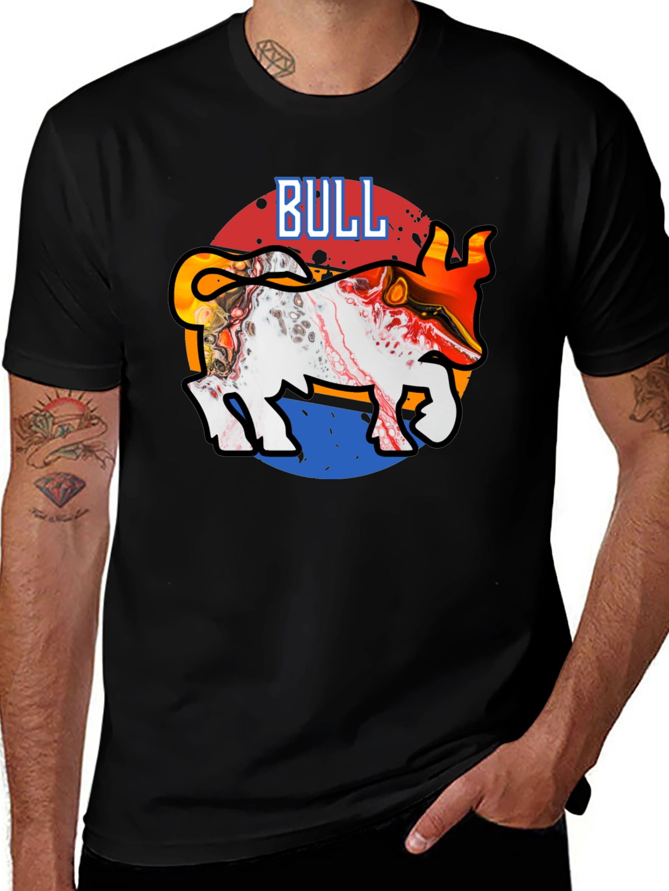 Variant 23 of Bull Graphic Tee - Stylish Men's Black T-Shirt