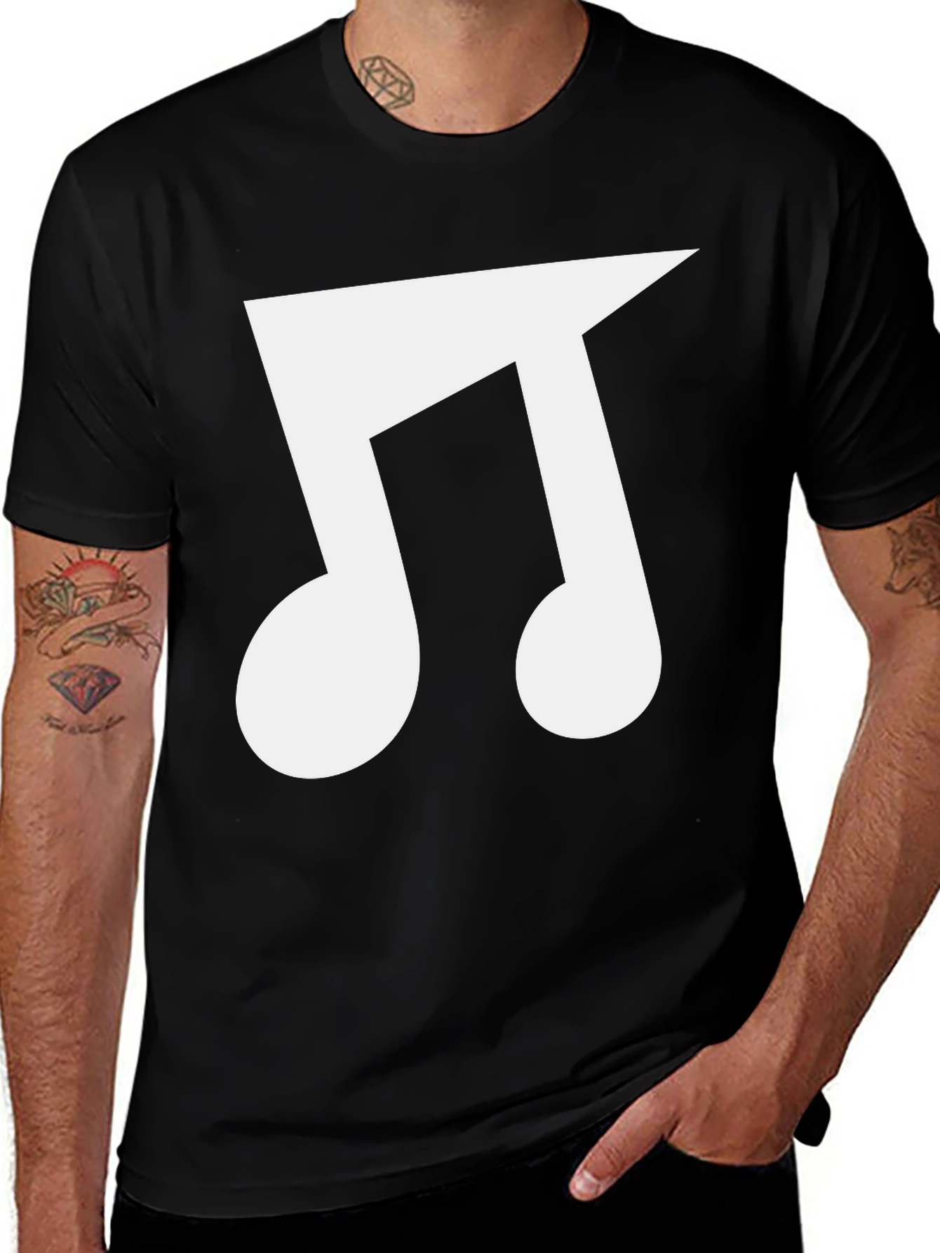 Variant 20 of Music Note Graphic Tee - Classic Black Cotton T-Shirt