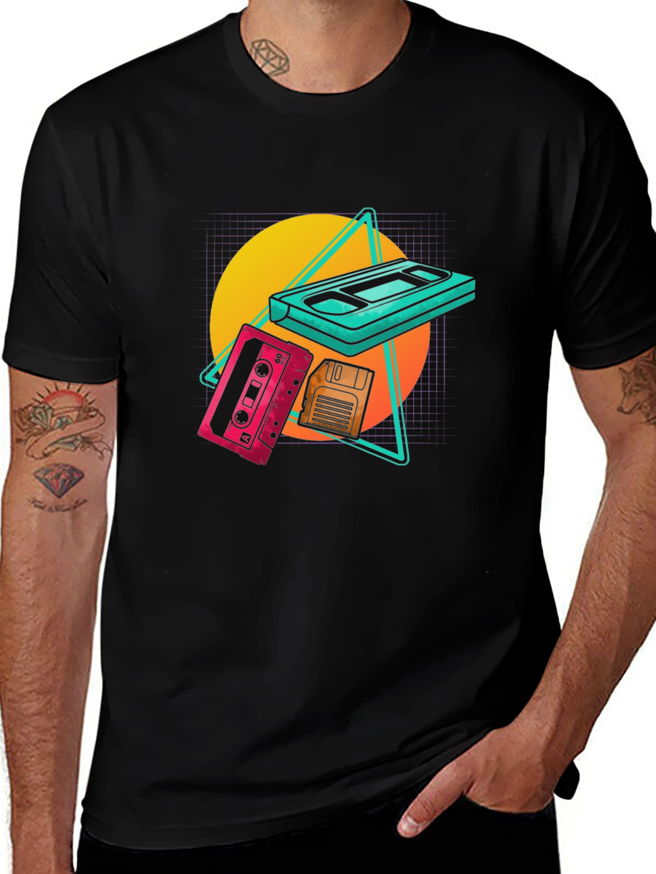 Variant 16 of Retro Tech Graphic Tee - Cassette, Floppy Disk T-Shirt