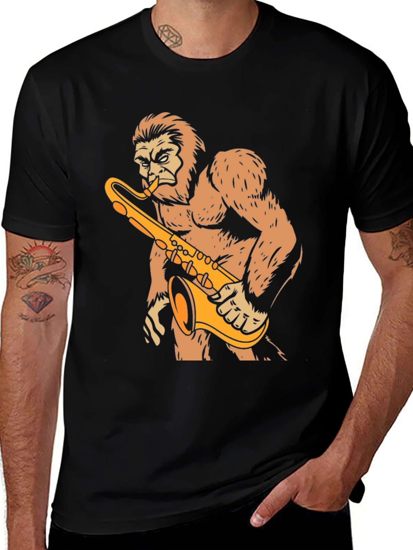 Variant 16 of Bigfoot Sax T-Shirt - Novelty Graphic Tee