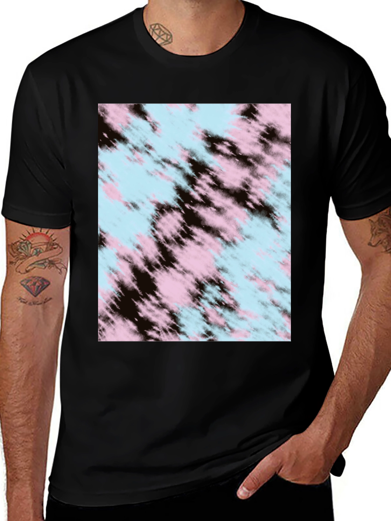 Variant 29 of Tie-Dye Pattern Black Crew Neck T-Shirt