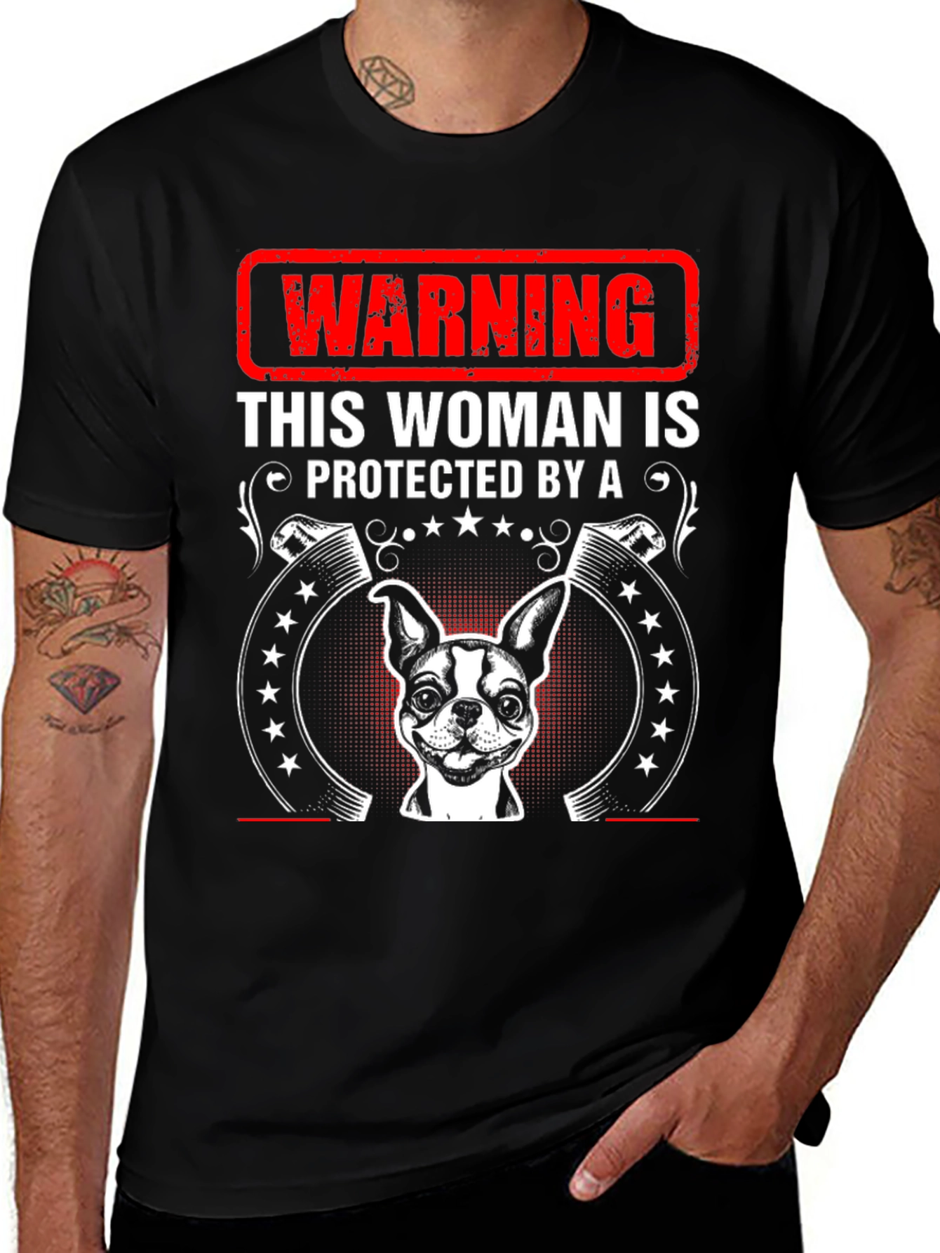 Variant 24 of Warning: Protected by Dog T-Shirt
