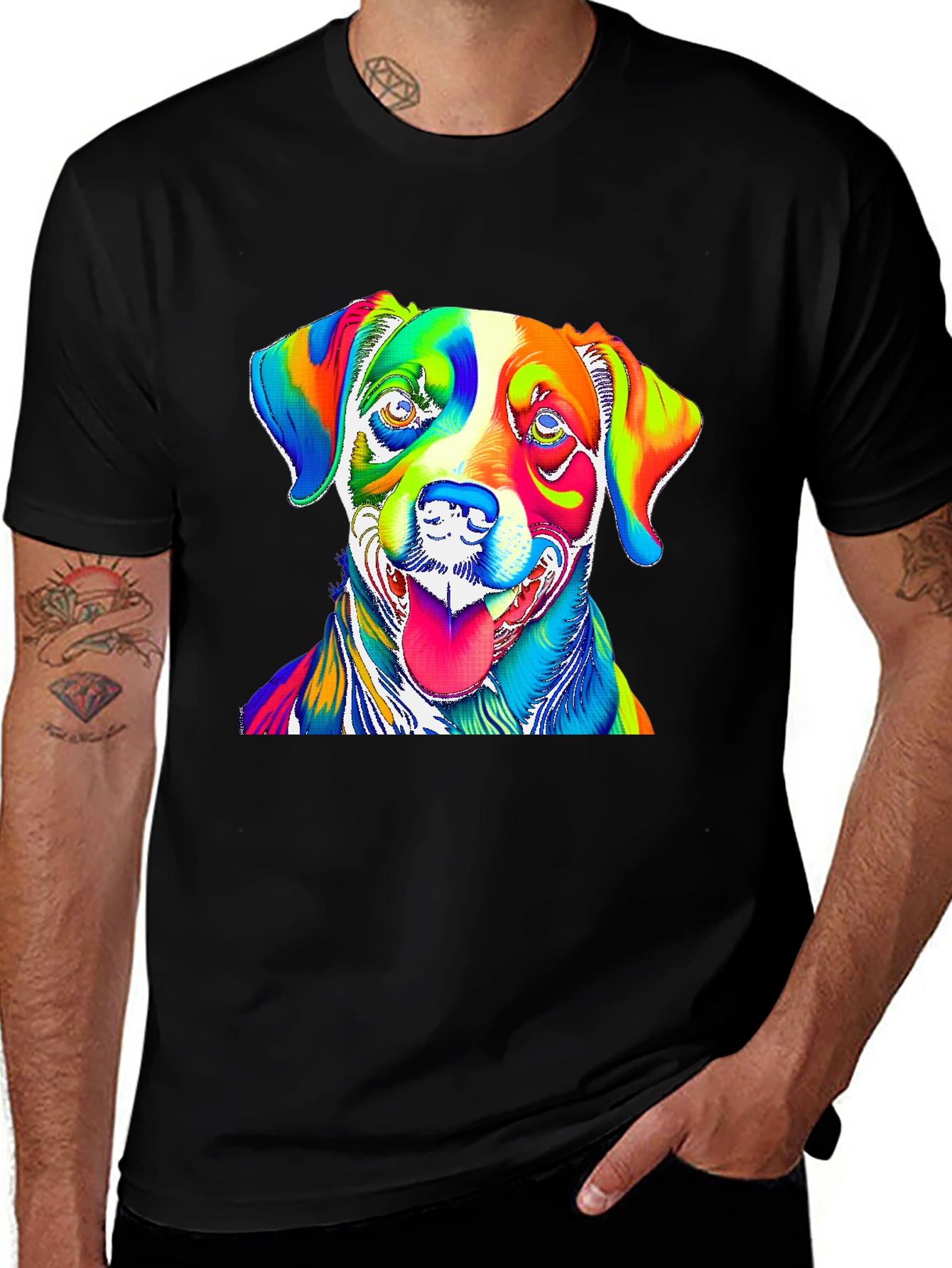 Variant 27 of Vibrant Dog Graphic Tee - Colorful Canine Print