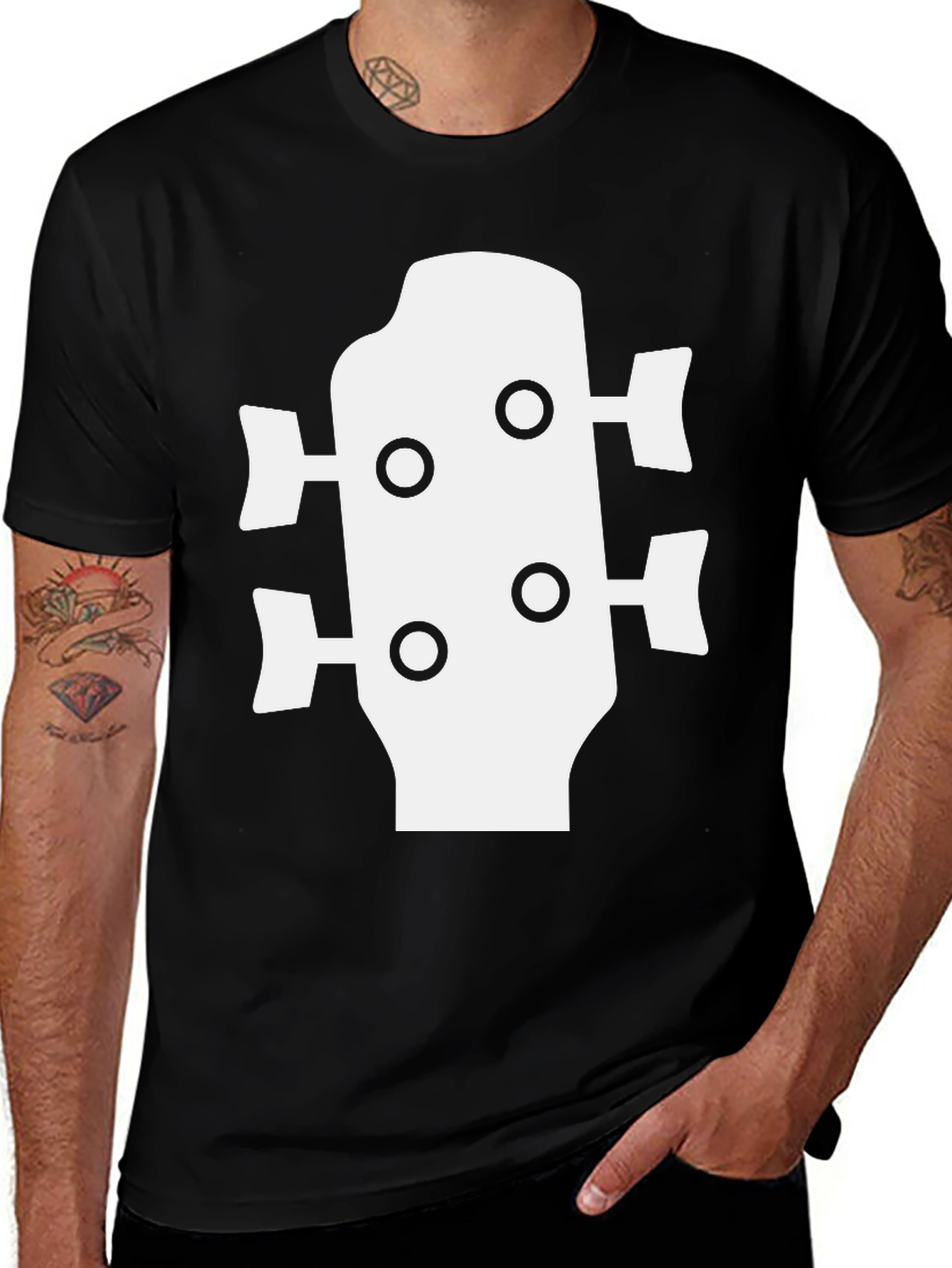 Variant 8 of Bass Guitar Headstock T-Shirt - Music Lover Tee