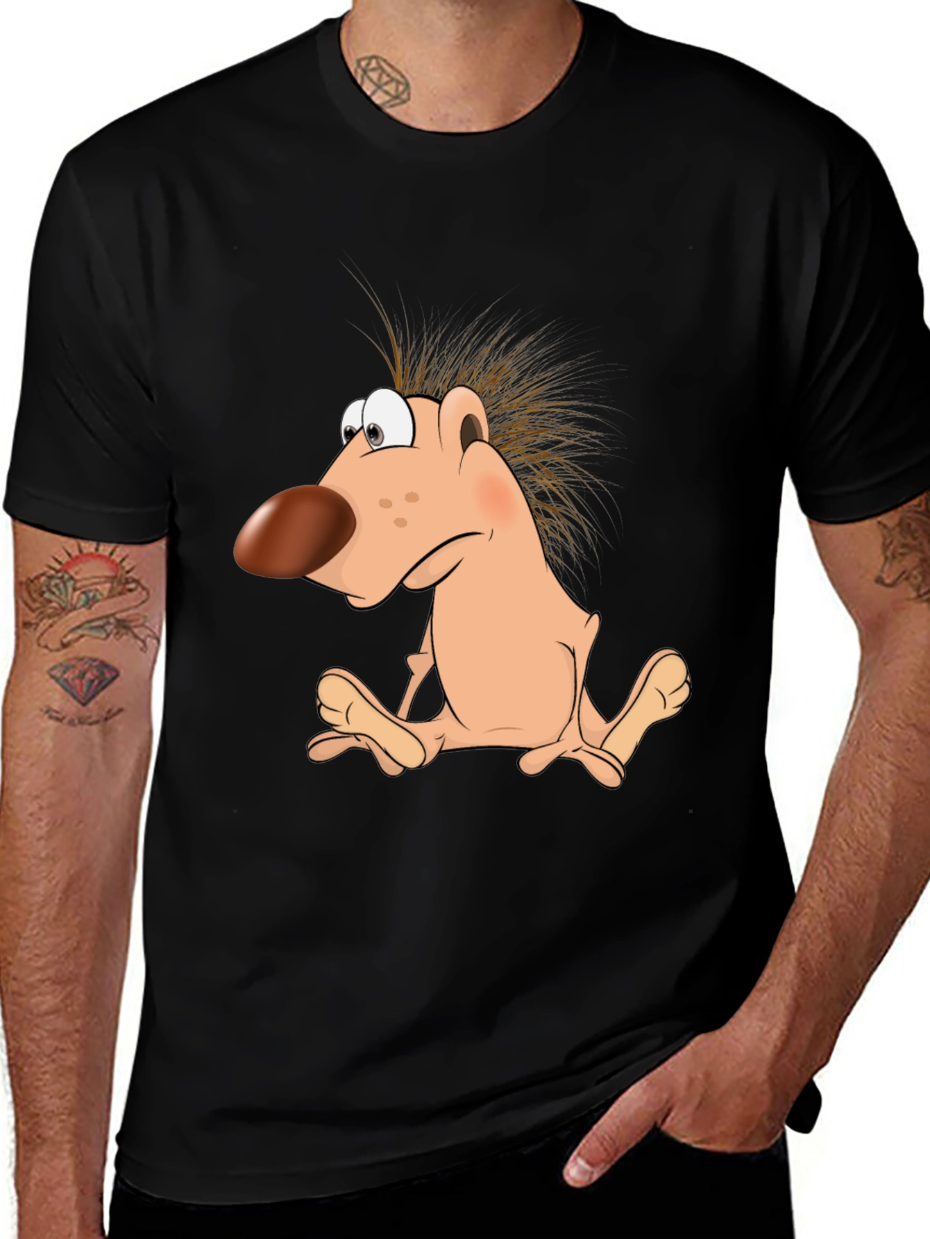 Variant 4 of Funny Cartoon Character Black T-Shirt