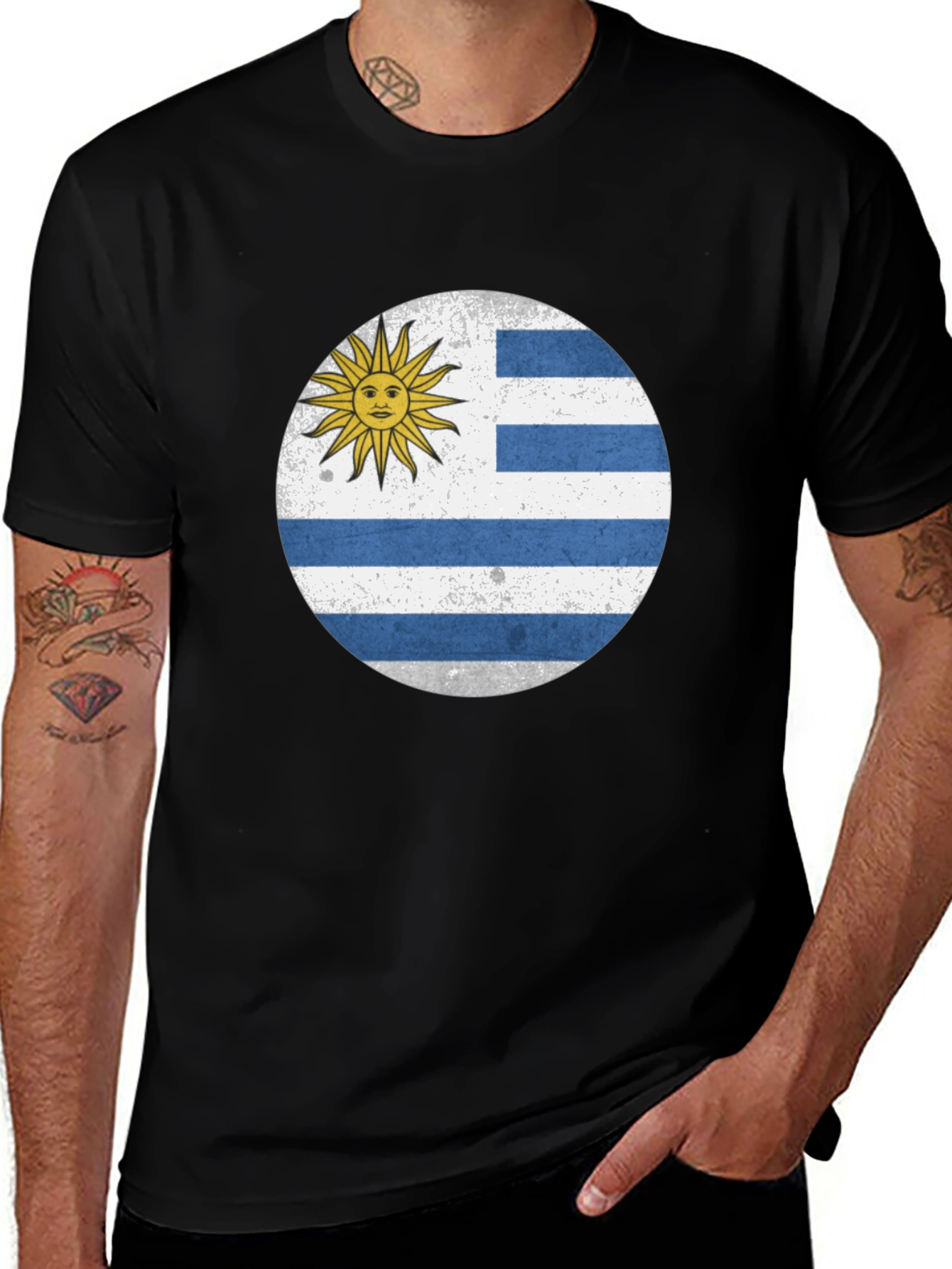 Black Uruguay Flag T-Shirt - Black Graphic Tee main image