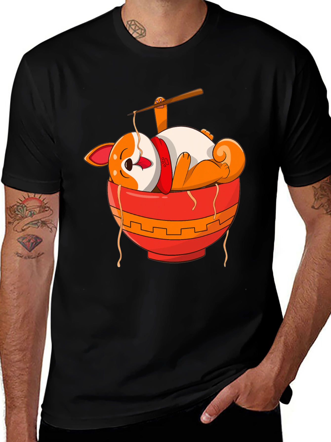 Variant 21 of Ramen Corgi Graphic T-Shirt - Cute Anime Dog Tee