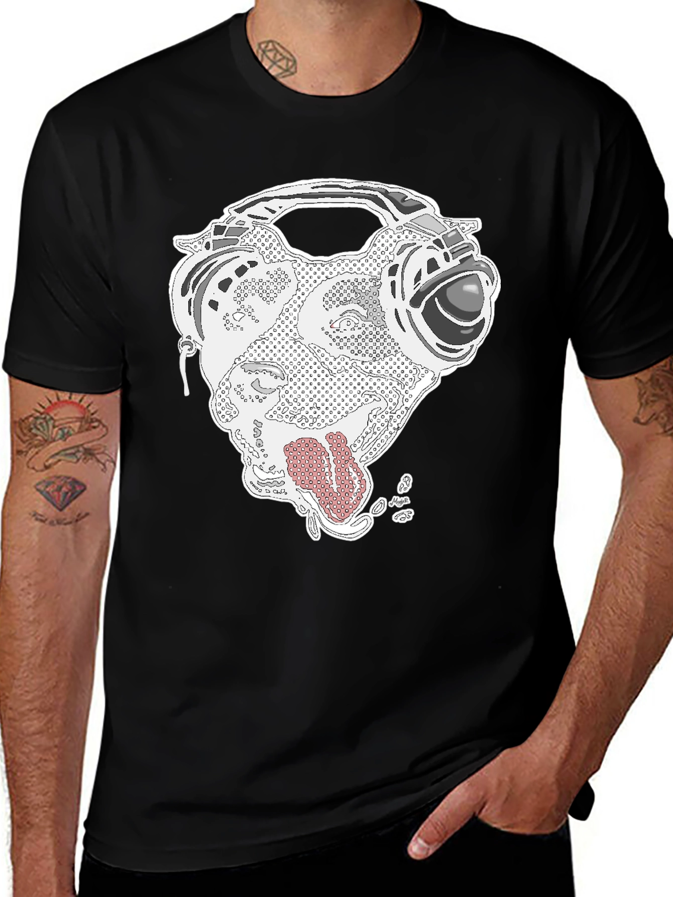 Variant 19 of Abstract Graphic Print Black T-Shirt