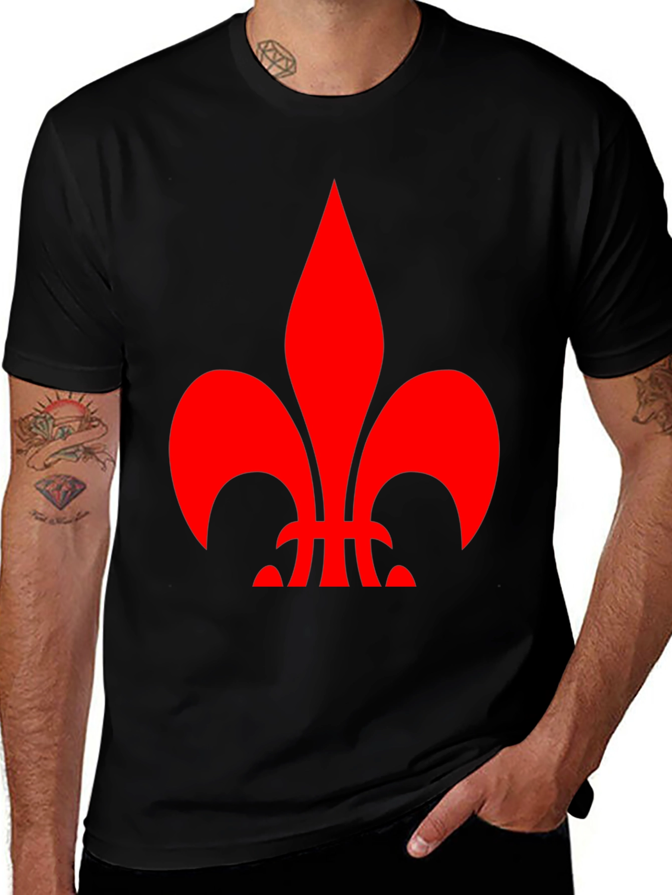 Variant 21 of Fleur-de-lis Graphic Tee - Stylish Black Shirt