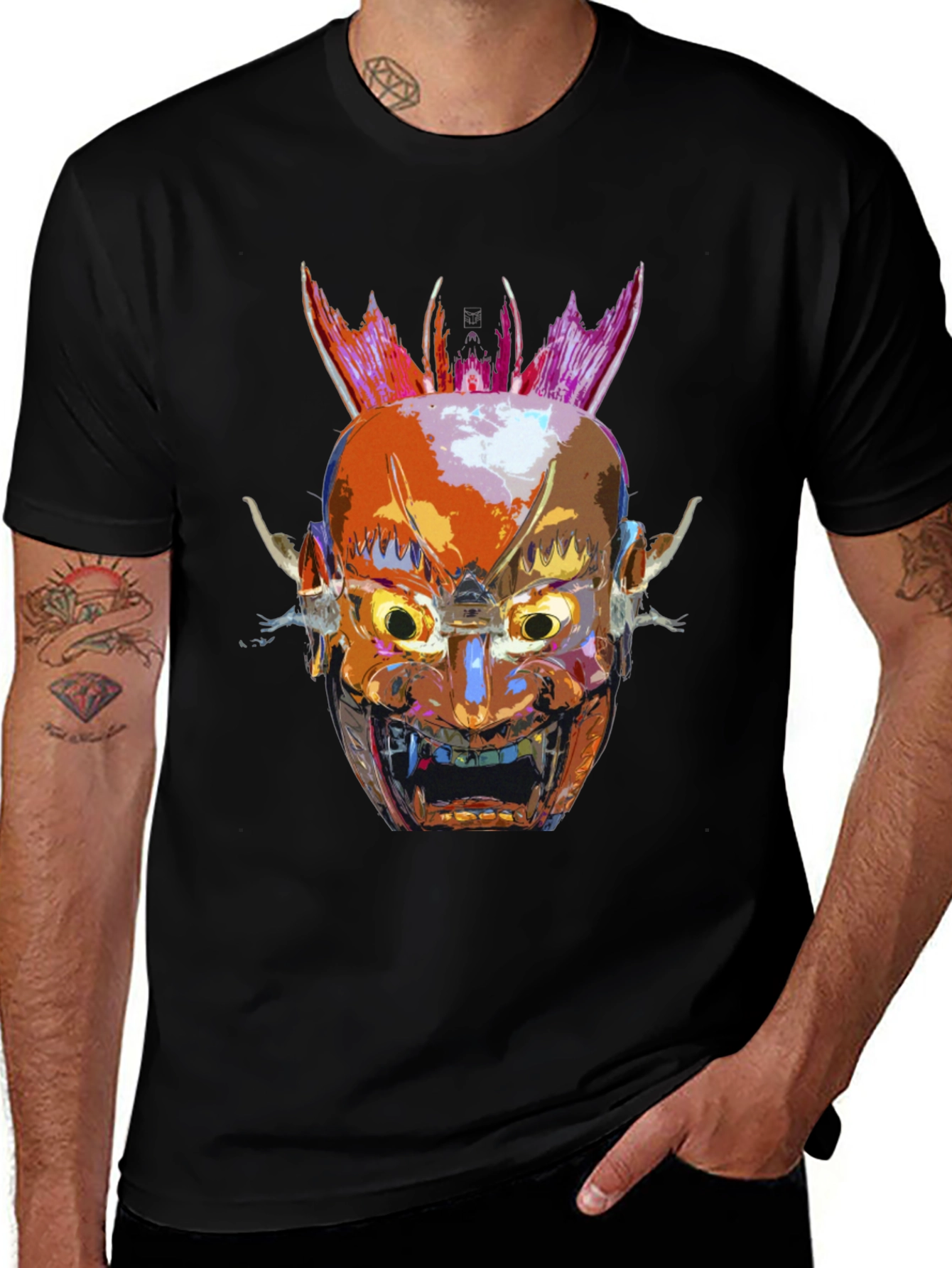 Variant 4 of Demon Mask Graphic Tee - Edgy Streetwear
