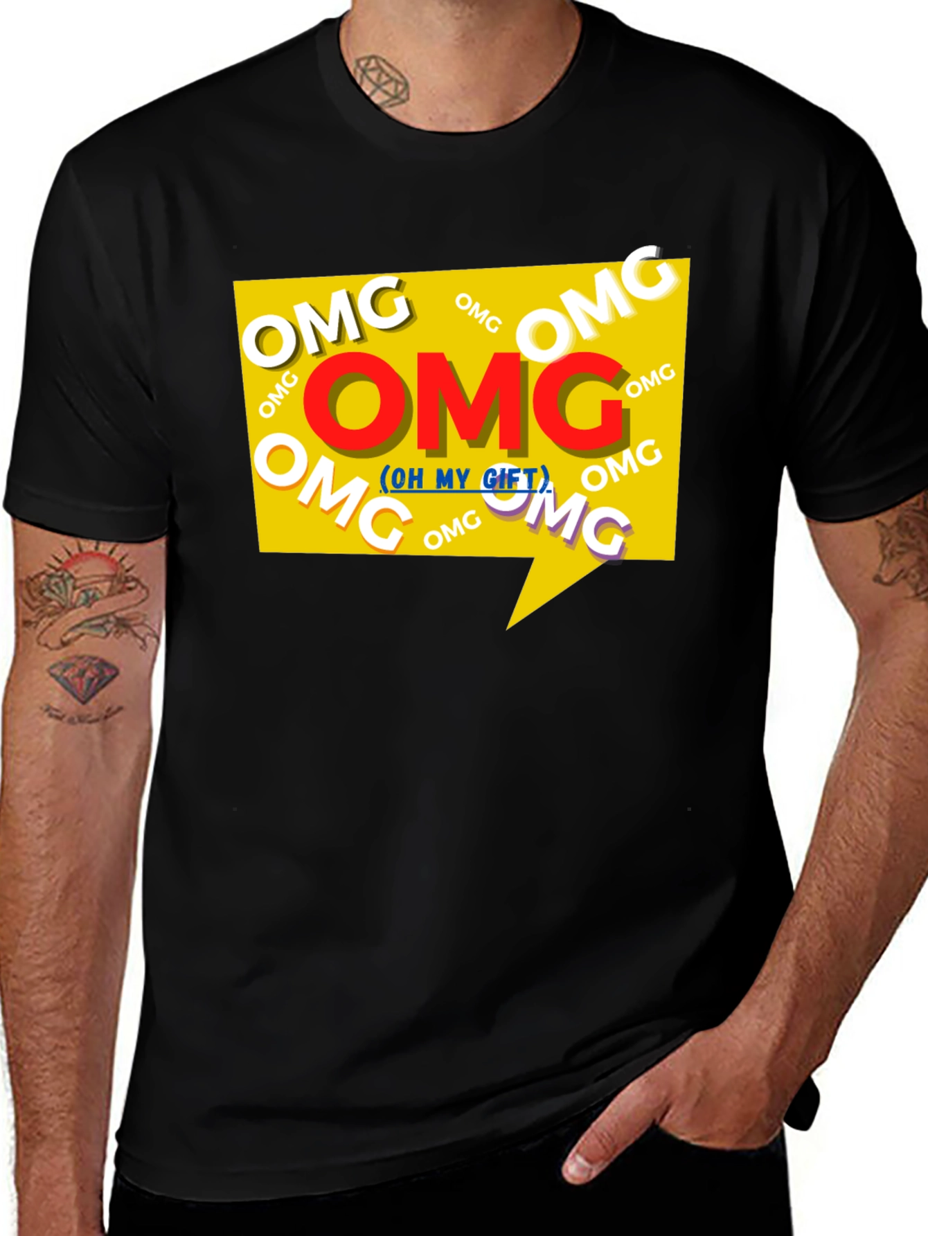 OMG Graphic Print Black T-Shirt