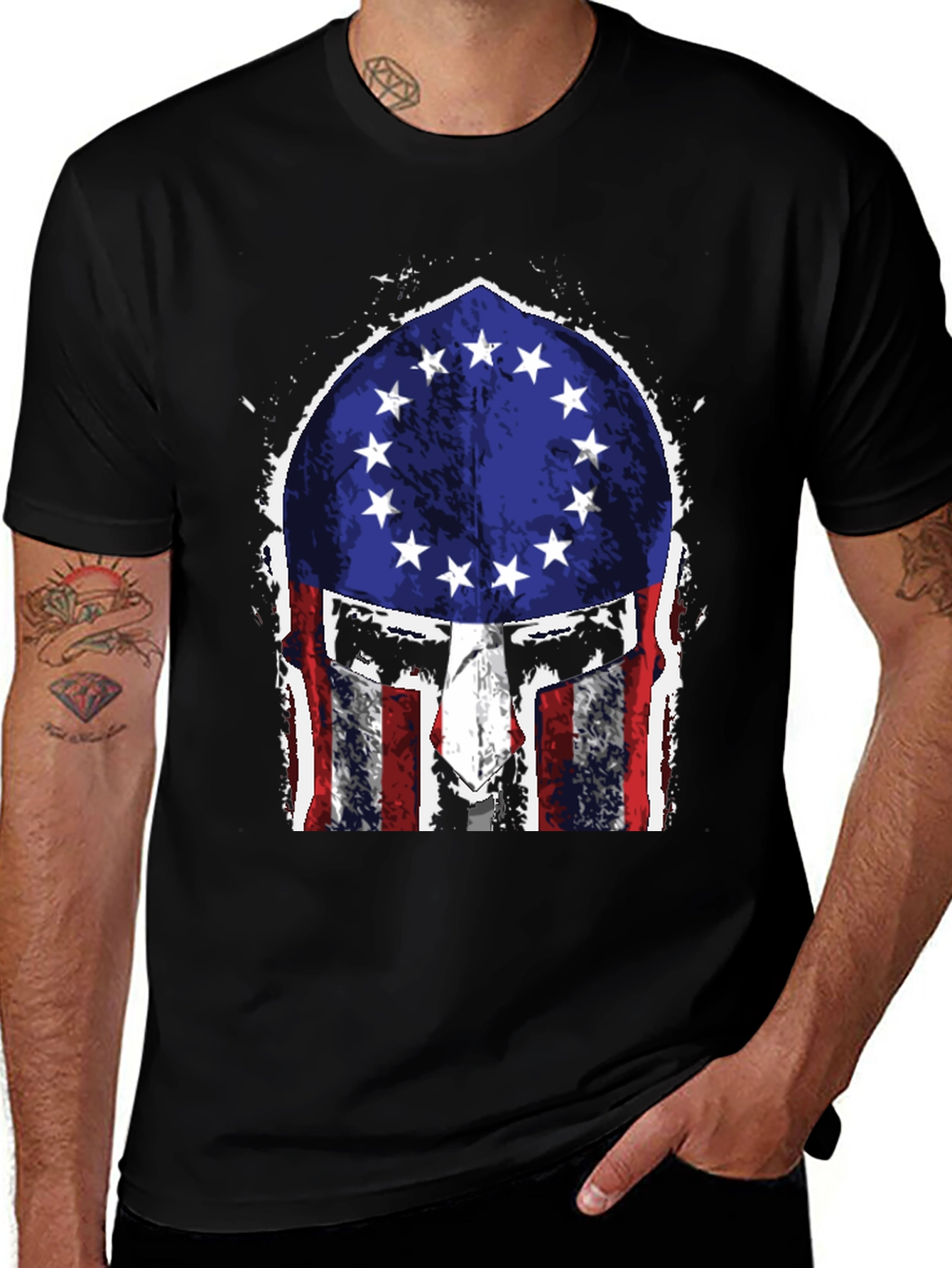 Variant 6 of American Flag Spartan Helmet T-Shirt