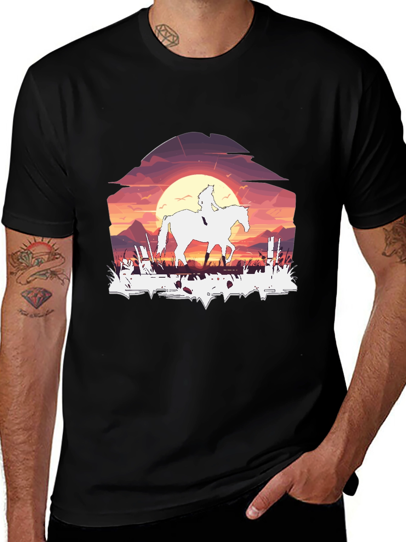 Variant 8 of Sunset Rider Graphic Tee - Black
