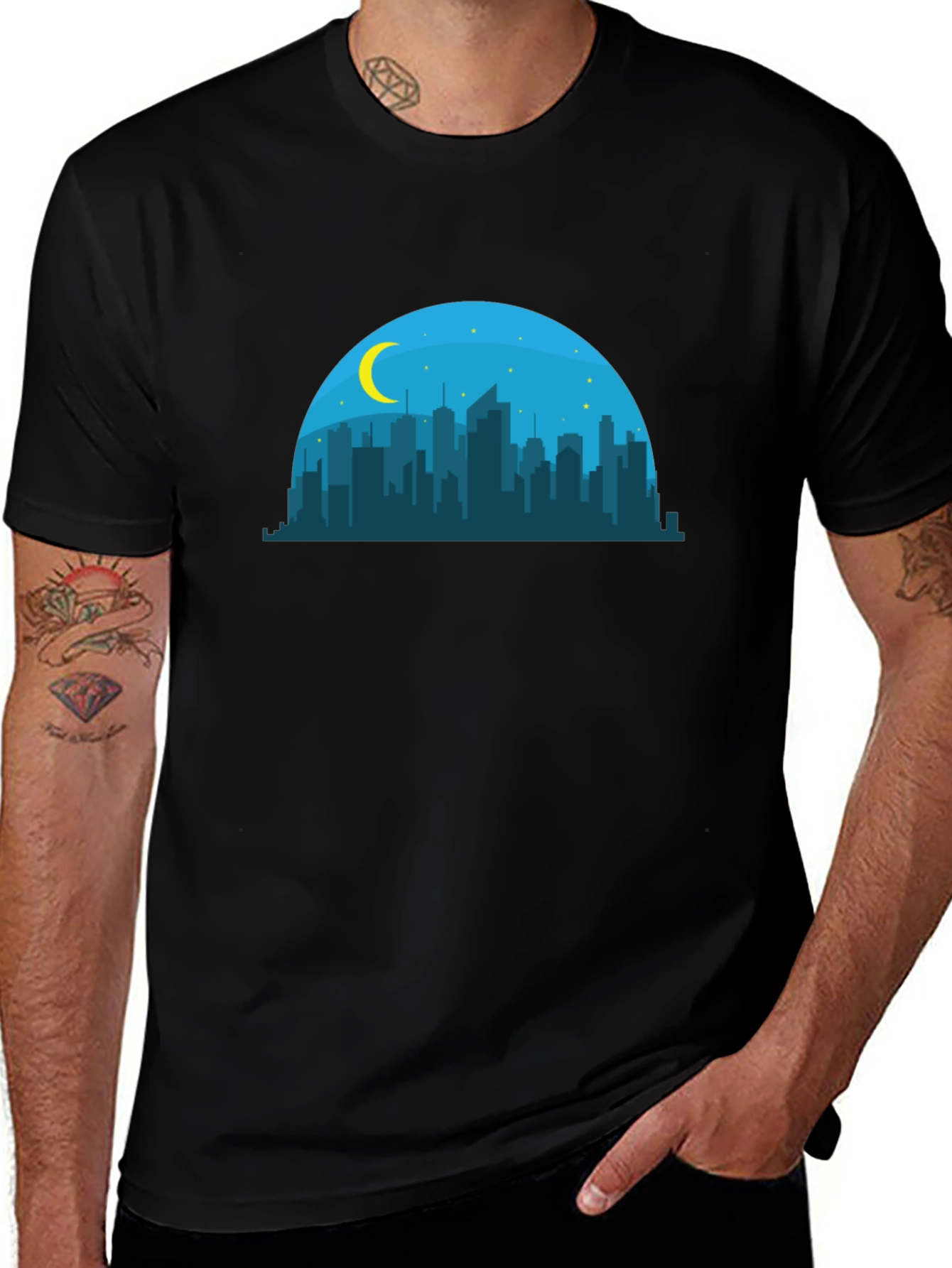 Variant 29 of Cityscape Moon Graphic T-Shirt