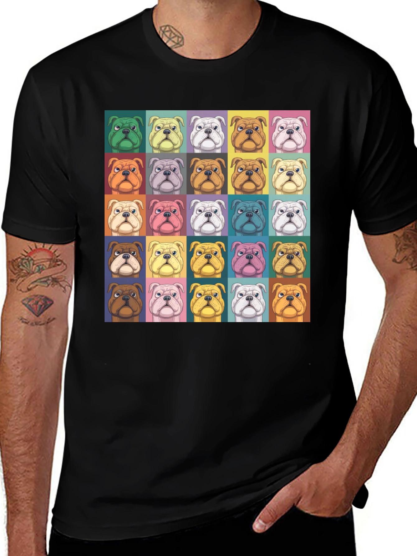 Variant 7 of Bulldog Pop Art T-Shirt - Unique Graphic Tee