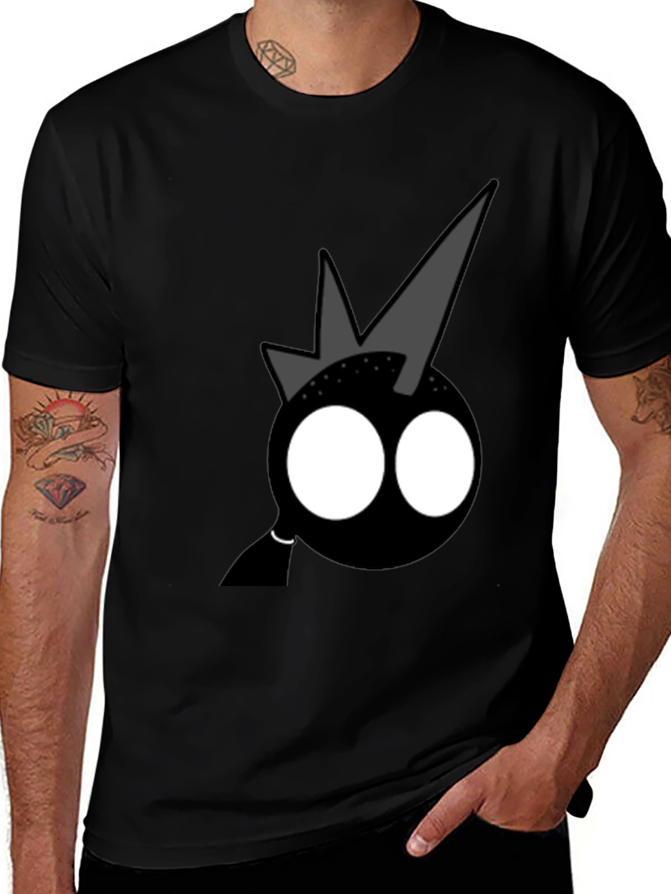 Variant 19 of Funky Graphic Tee - Black Shirt with Cartoon Design