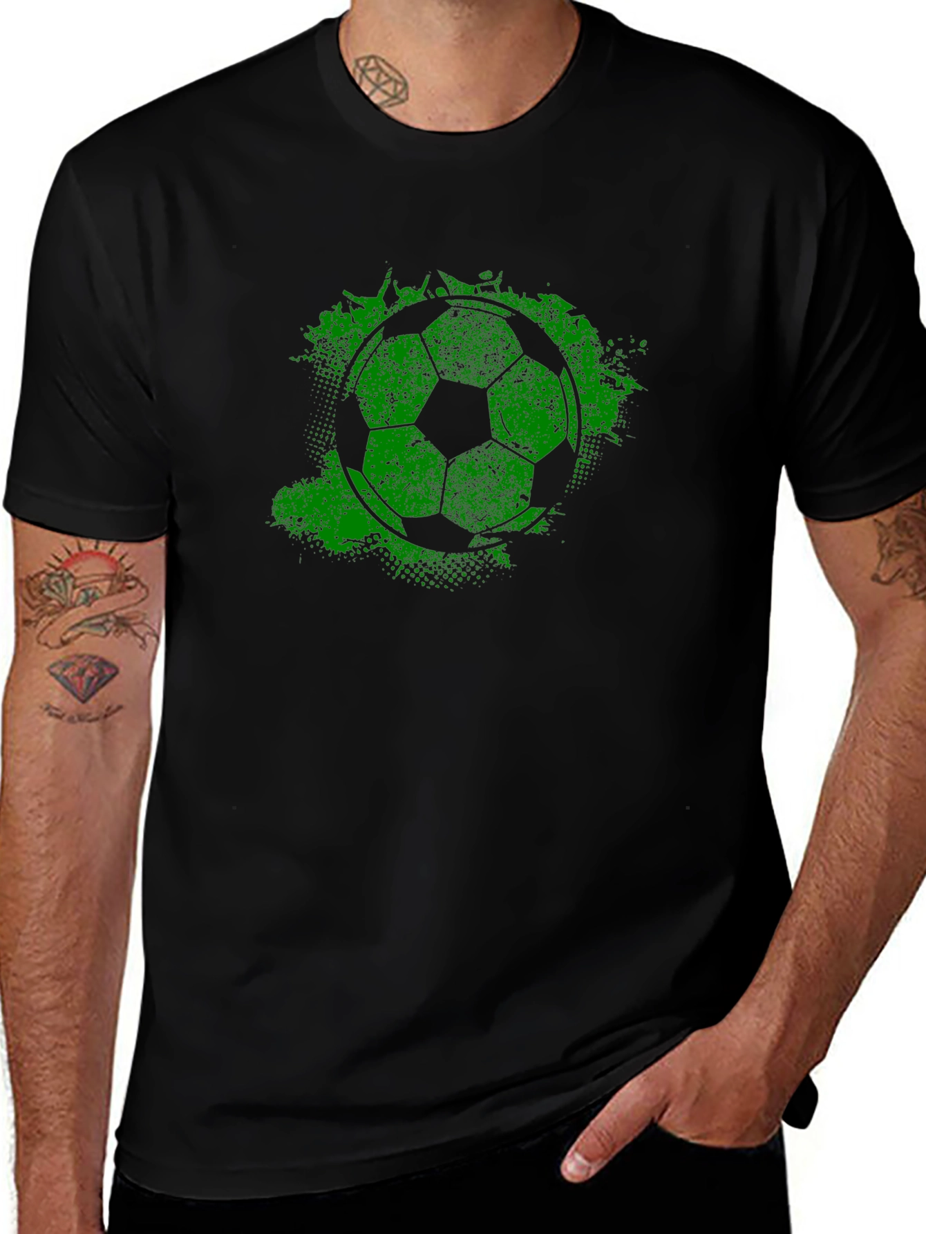 Variant 13 of Green Grunge Soccer Ball T-Shirt