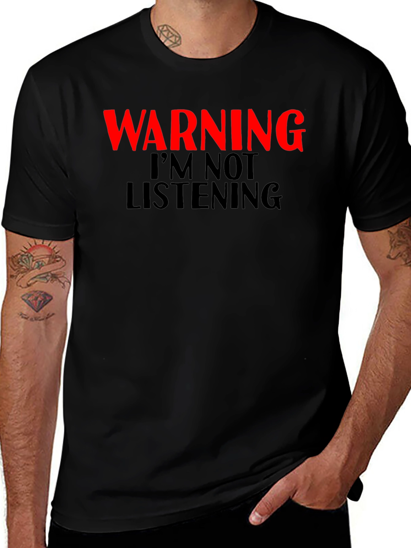 Variant 30 of Warning I'm Not Listening Black T-Shirt