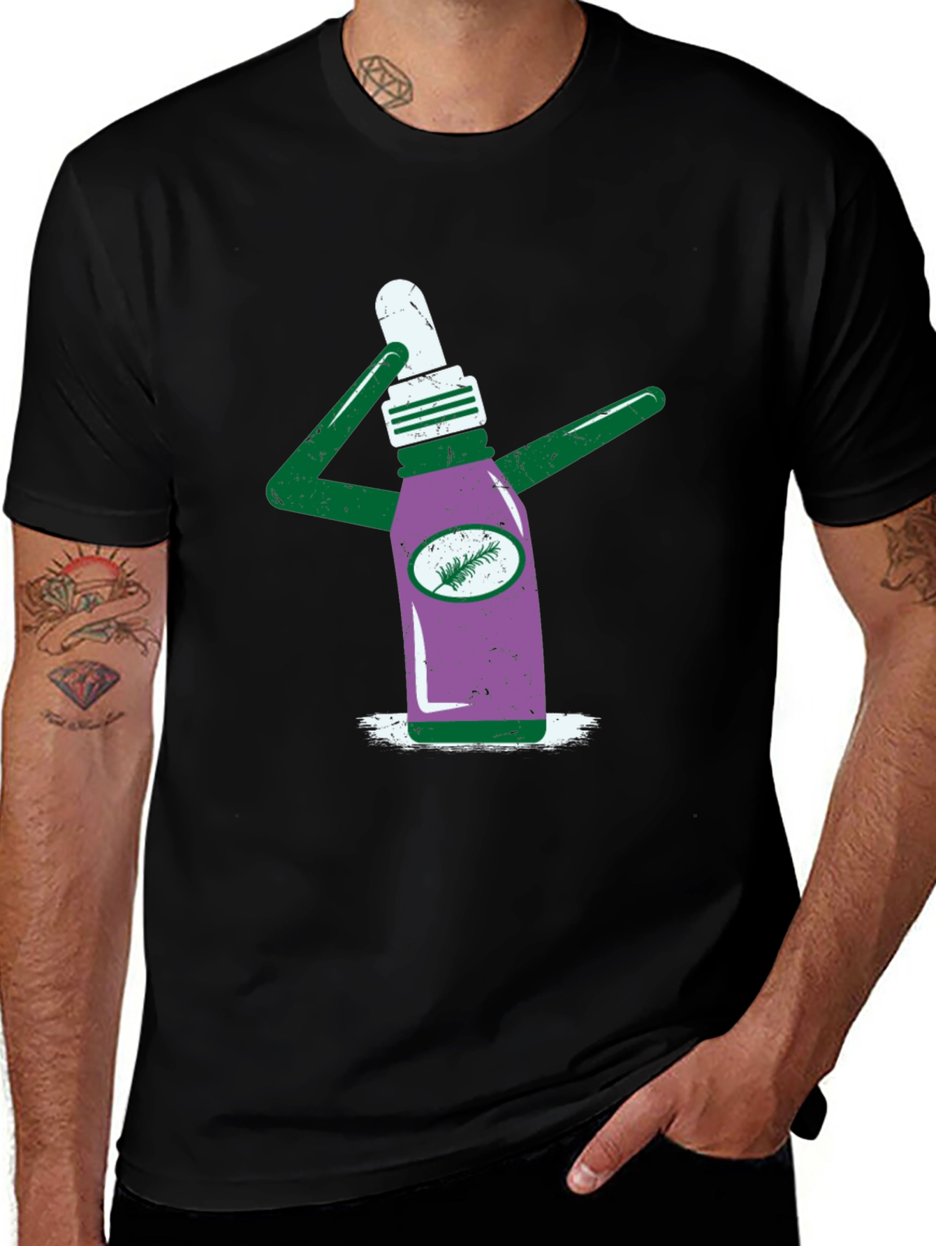 Variant 21 of Novelty Graphic T-Shirt - Quirky Bottle Design