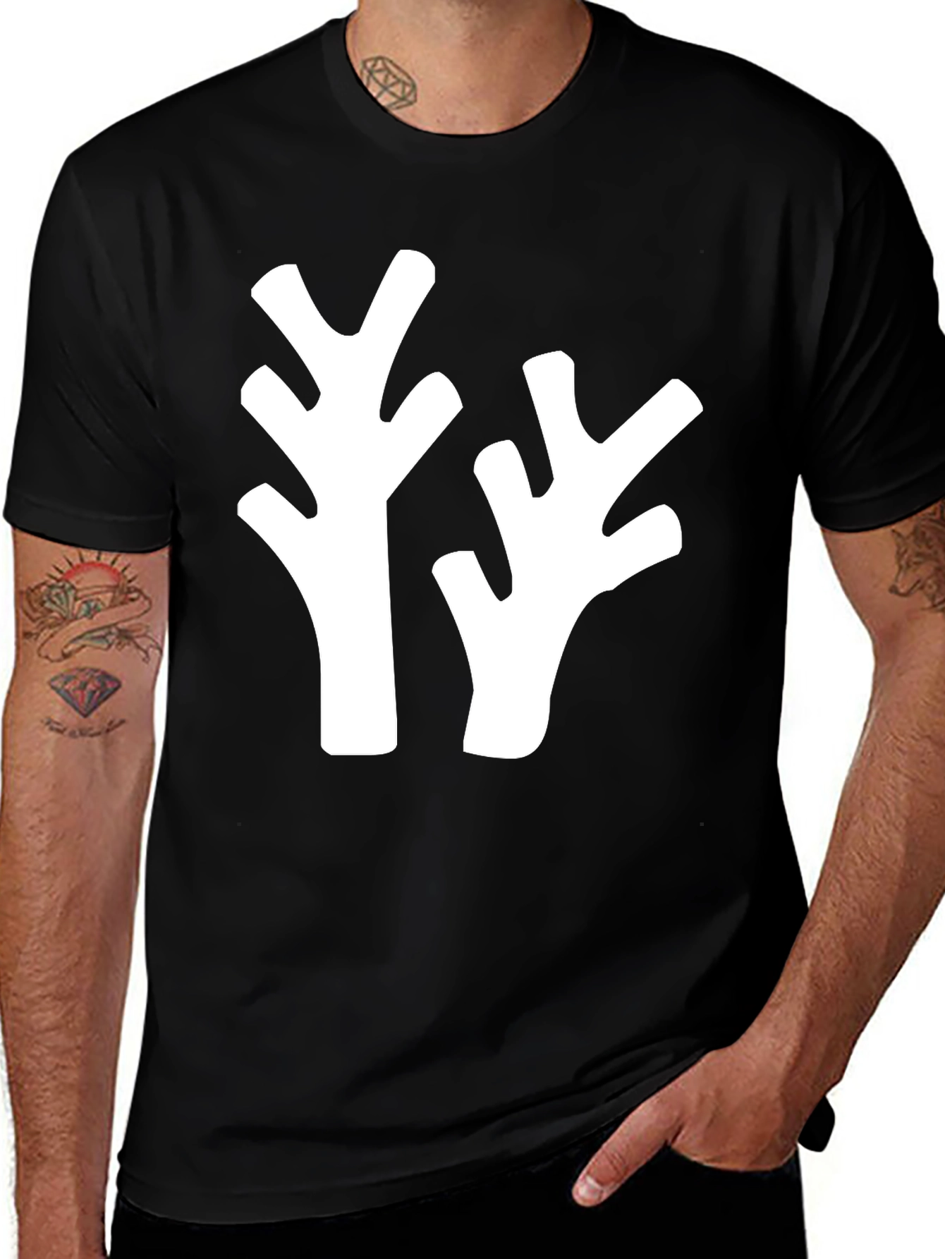Variant 5 of Black Tee with Abstract Branch Graphic
