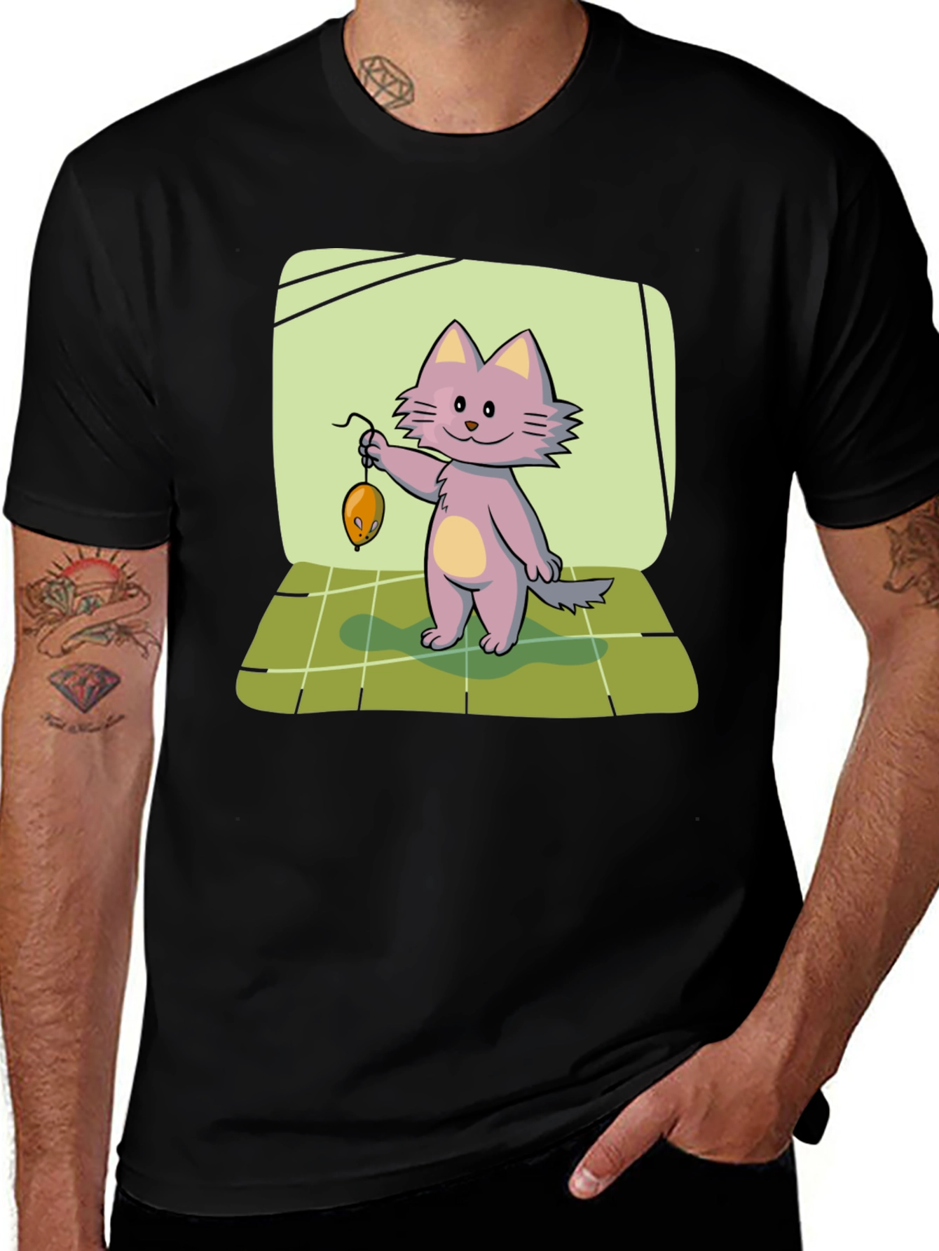 Variant 4 of Cute Cat & Mouse Graphic T-Shirt