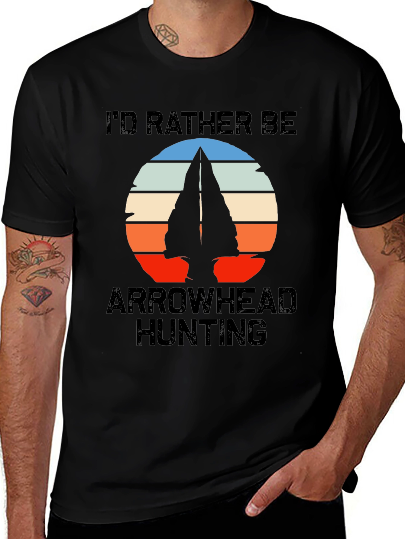Variant 30 of Arrowhead Hunting Graphic T-Shirt - Vintage Sunset Design
