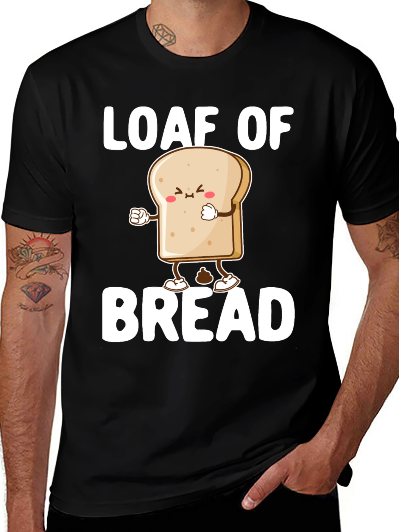 Variant 5 of Loaf of Bread Graphic Tee - Funny Cartoon Food Shirt