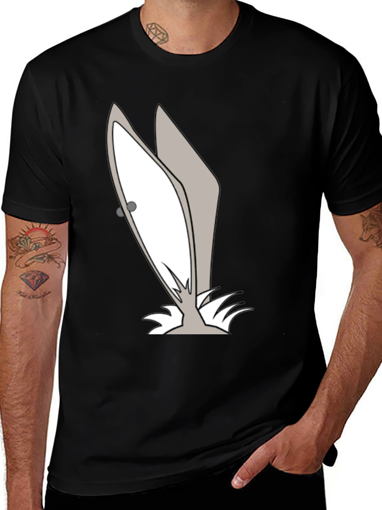 Variant 12 of Funny Cartoon Bunny Ears Graphic Tee