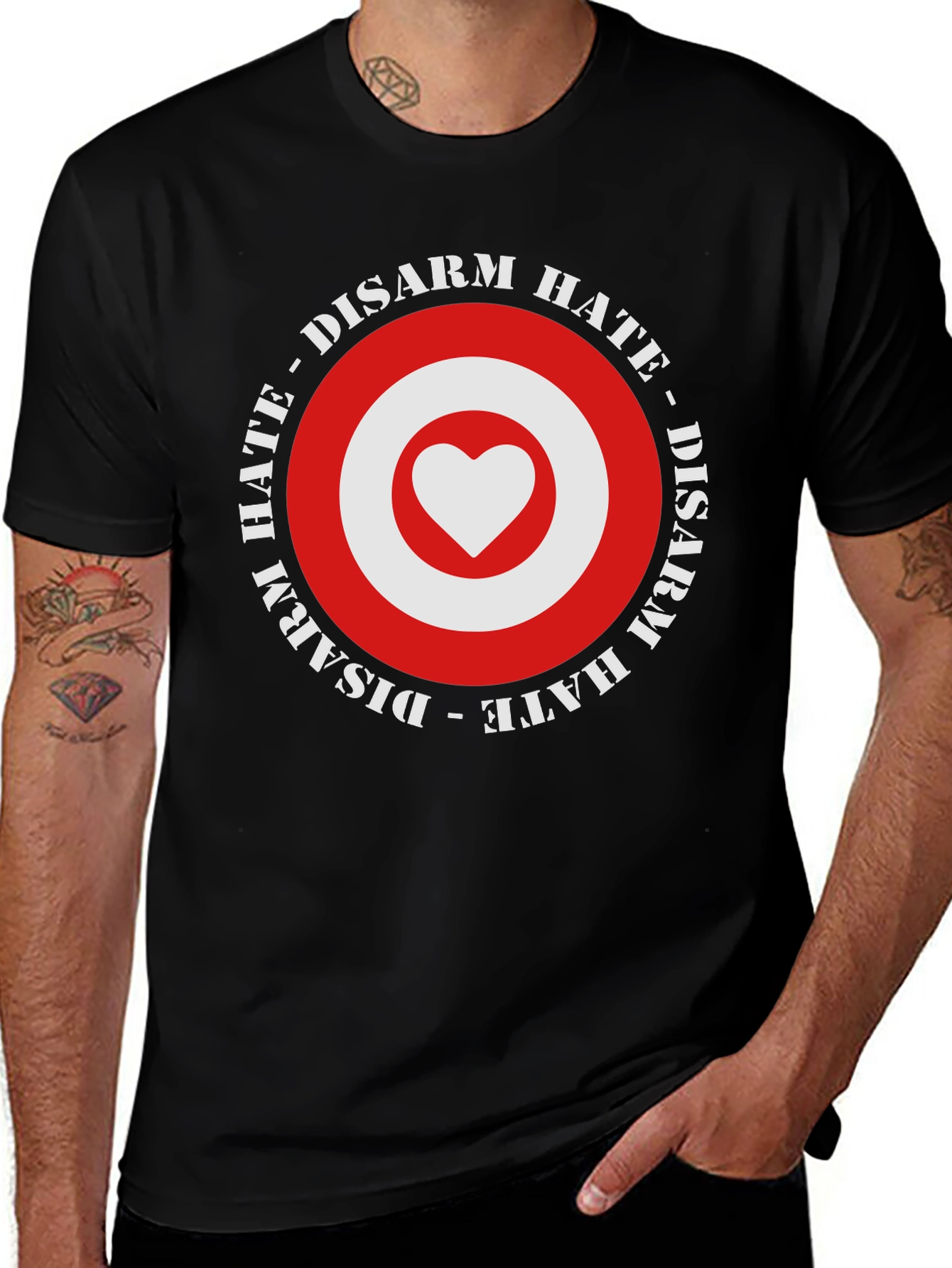 Variant 22 of Disarm Hate Heart Target T-Shirt - Black