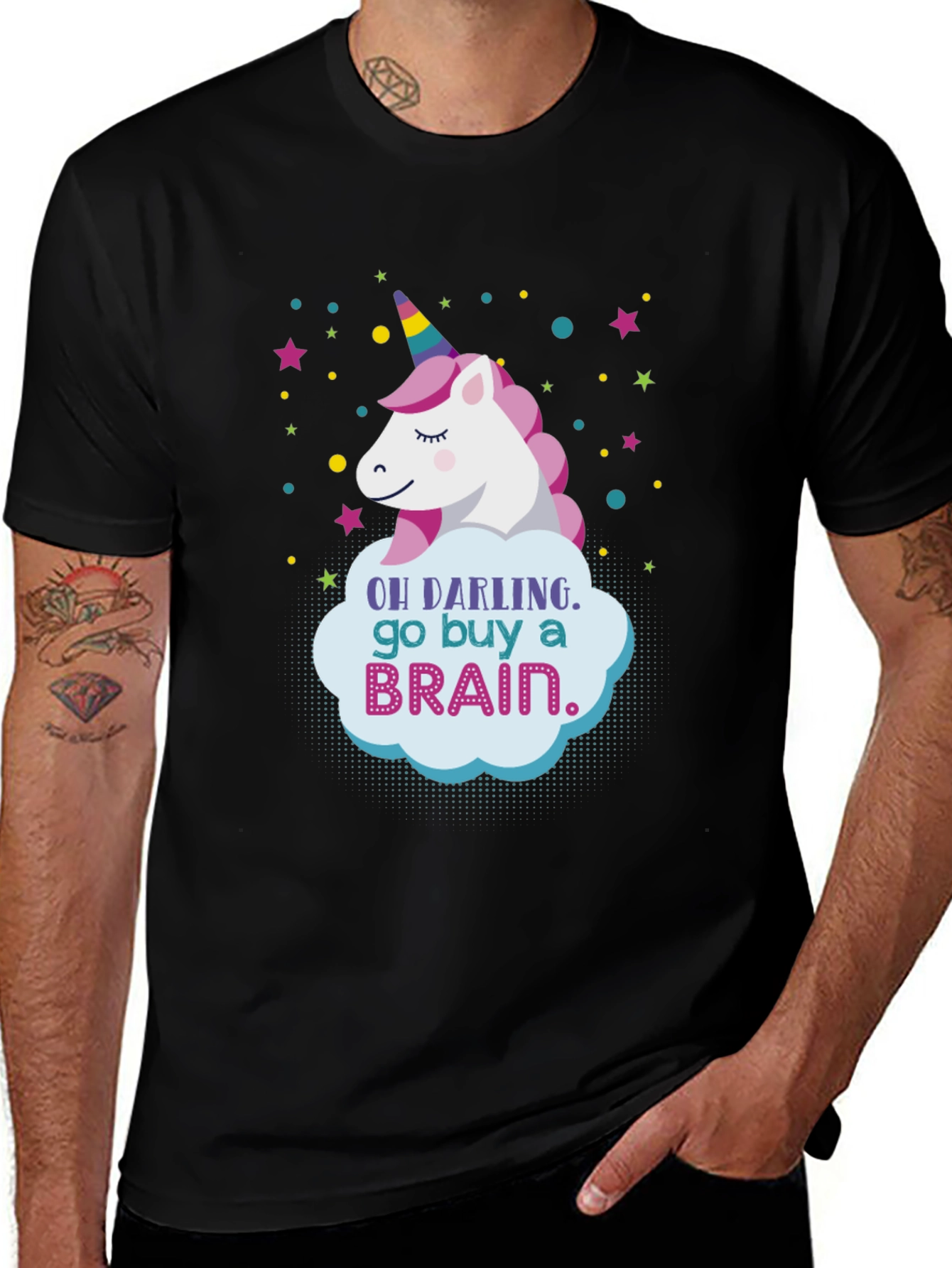 Variant 18 of Unicorn 'Go Buy a Brain' Graphic T-Shirt