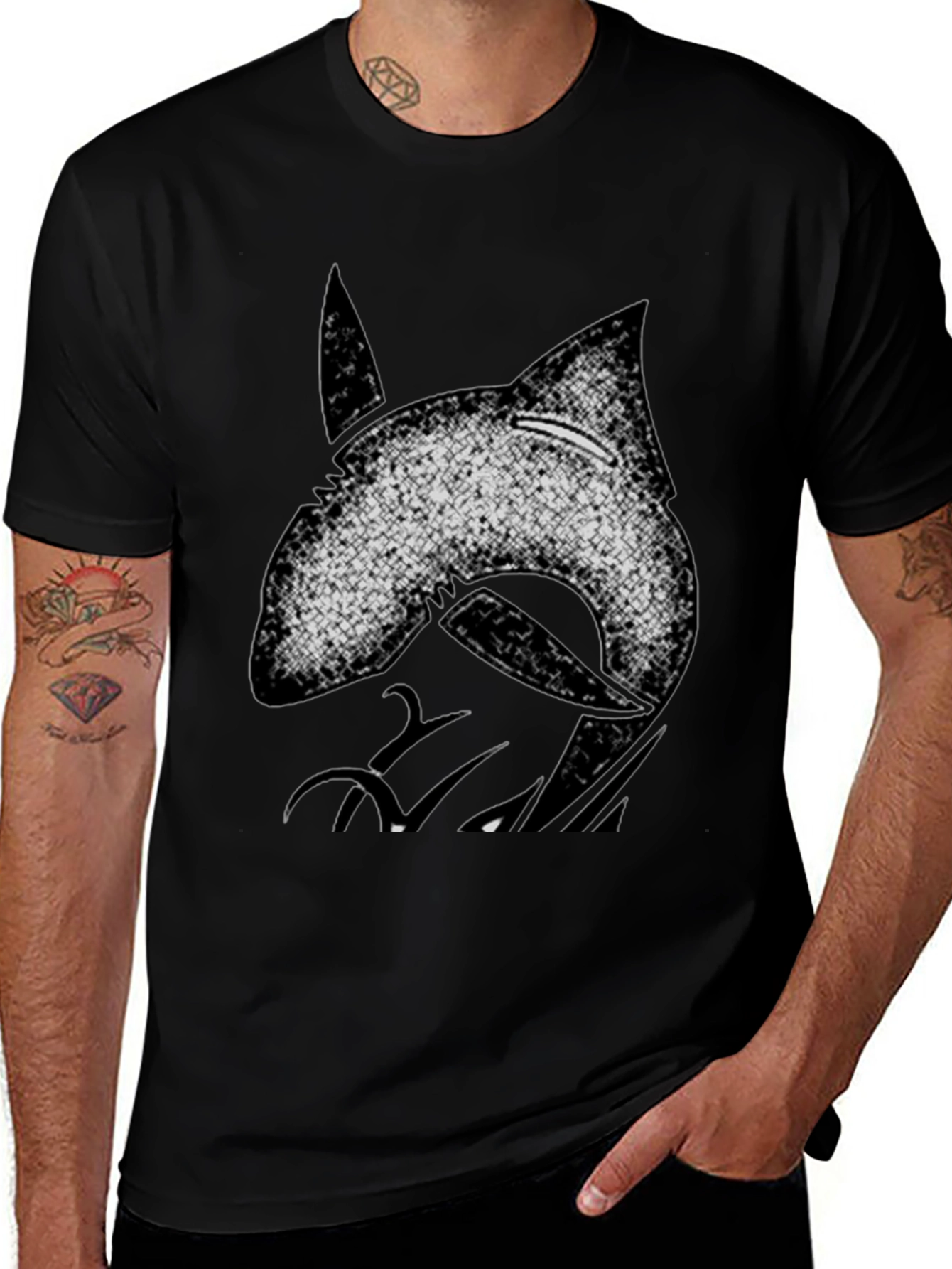 Variant 27 of Edgy Graphic Tee - Abstract Shark Design
